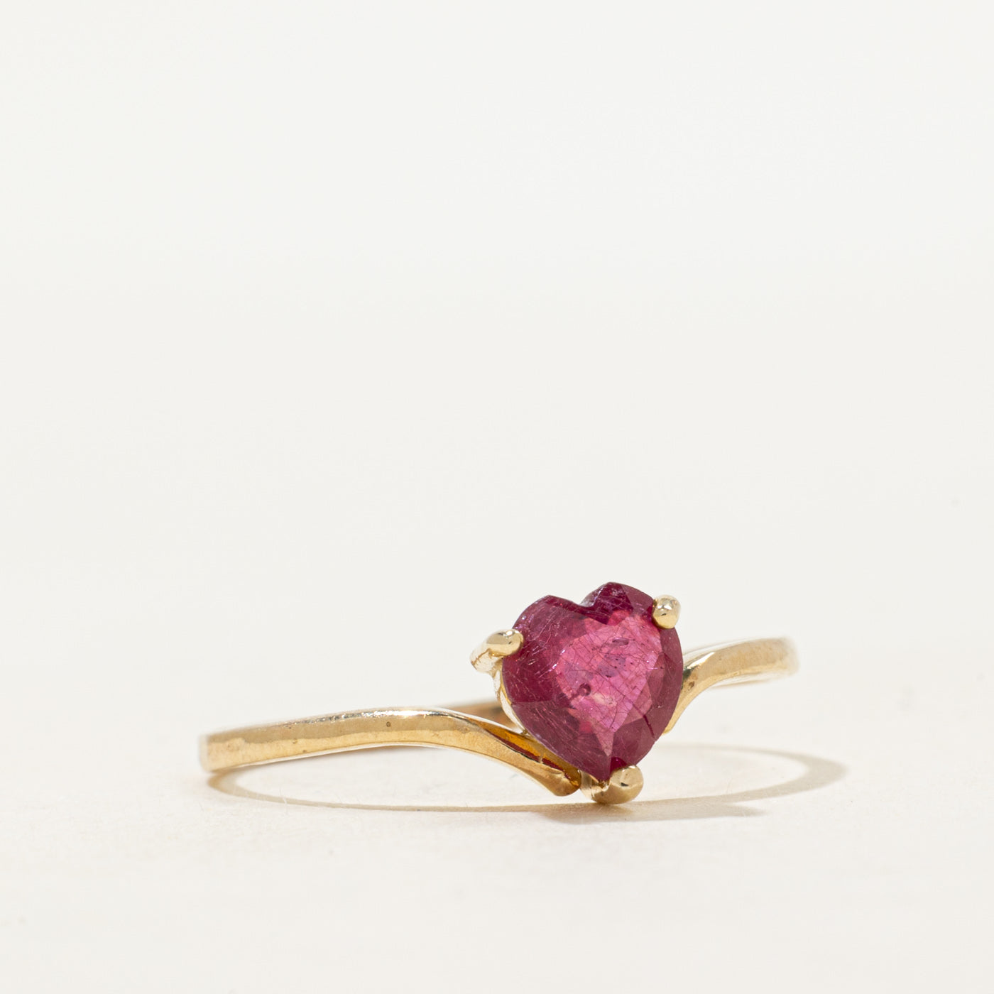 Heart Cut Glass Filled Ruby Ring | SZ 7