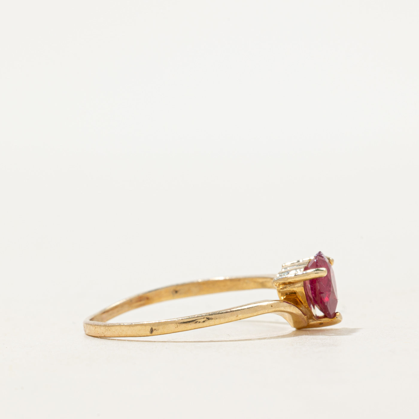 Heart Cut Glass Filled Ruby Ring | SZ 7