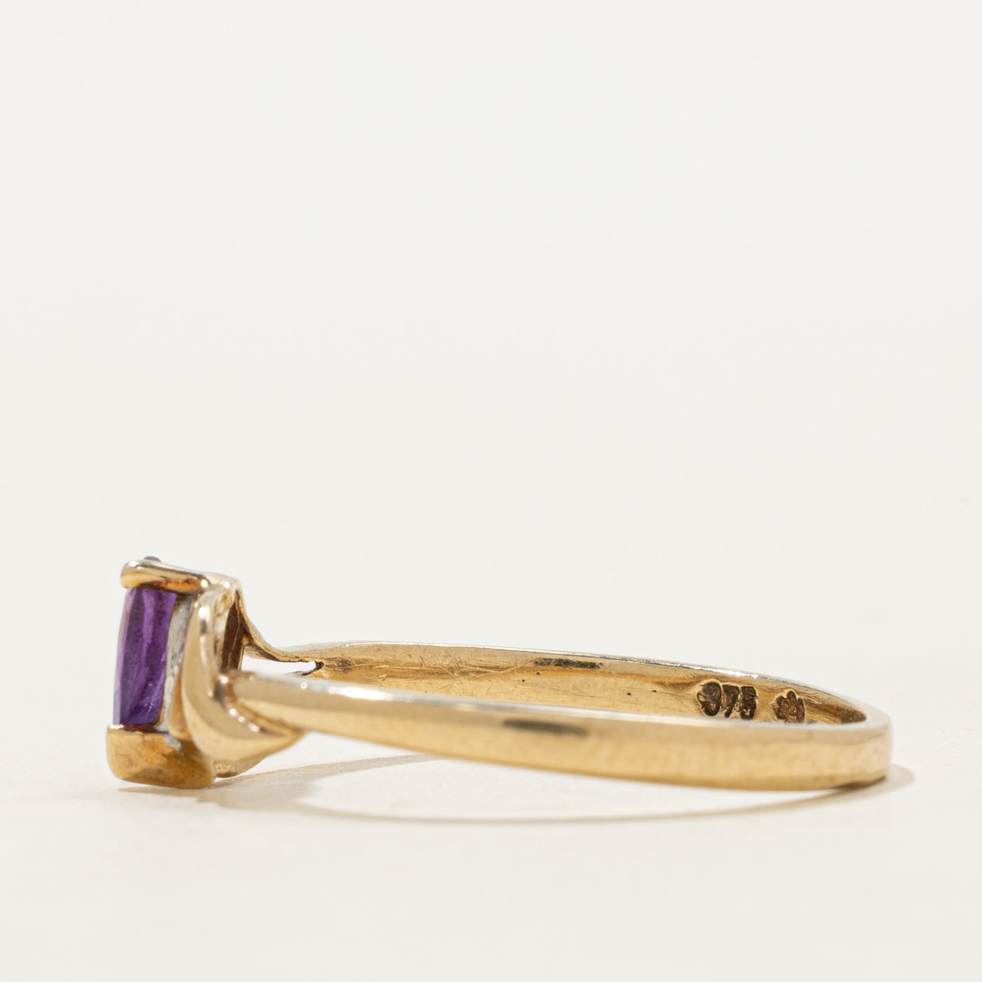 Pear Cut Amethyst & Diamond Openwork Ring | SZ 8.75