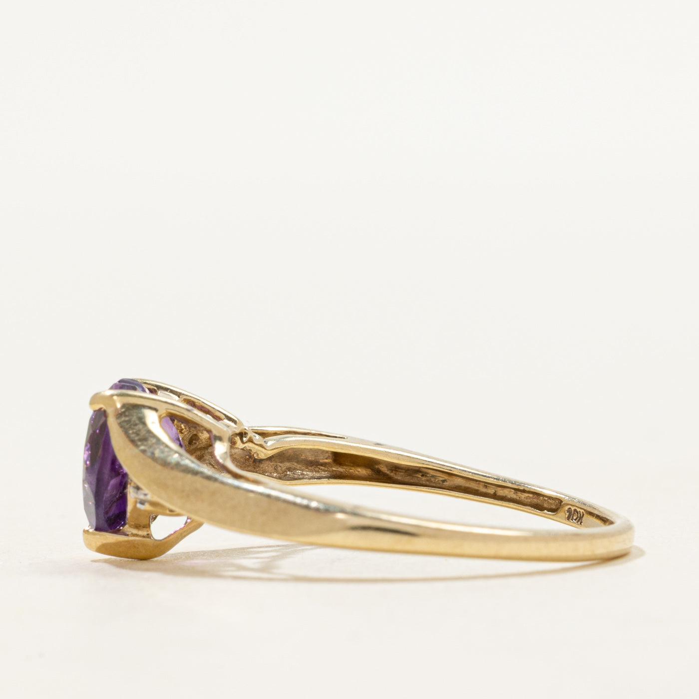 Heart Cut Amethyst & Diamond Bypass Ring | SZ 6.5