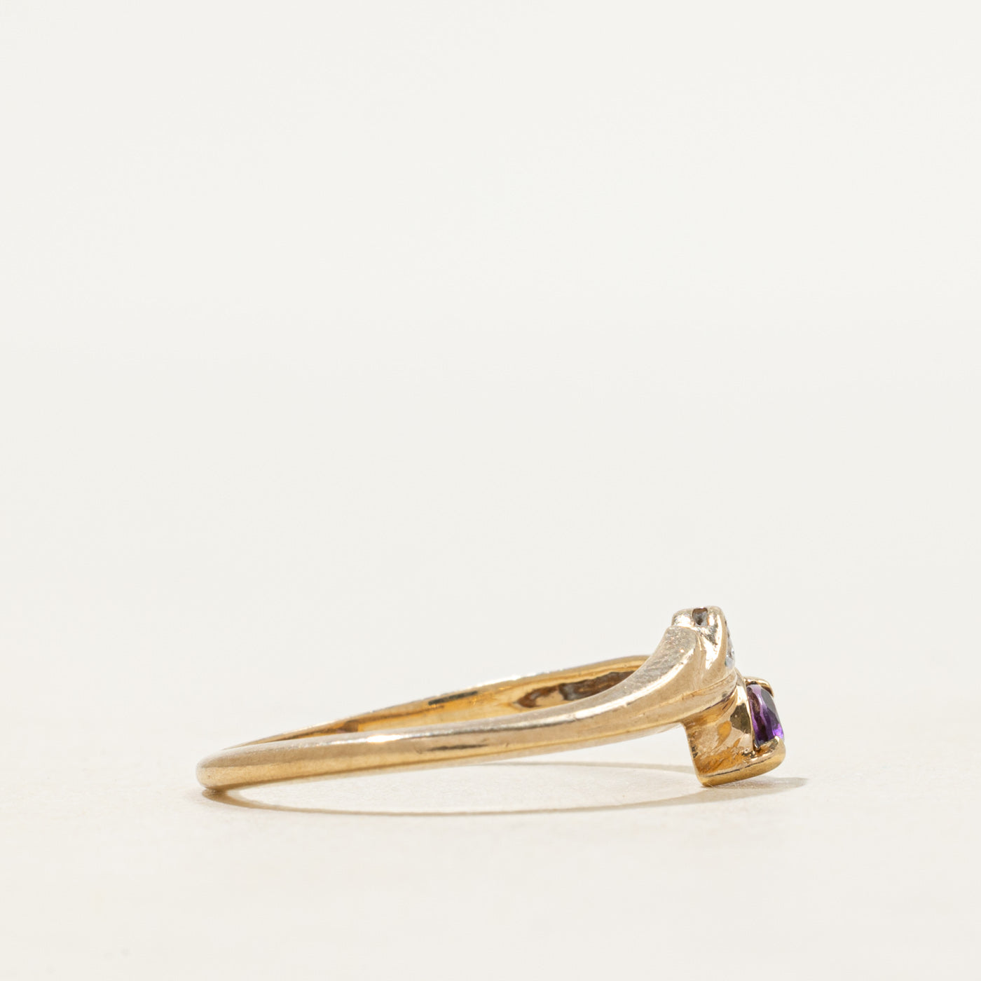 Two Stone Diamond & Amethyst Bypass Ring | SZ 5.25