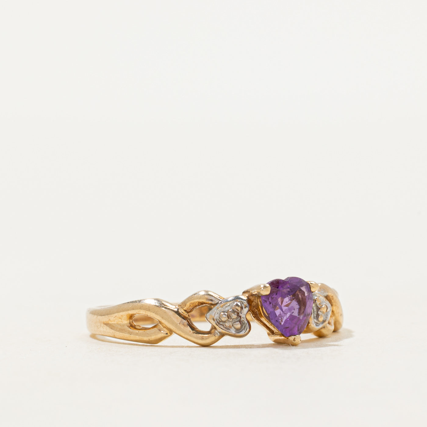 Heart Cut Amethyst & Diamond Ring | SZ 6.25