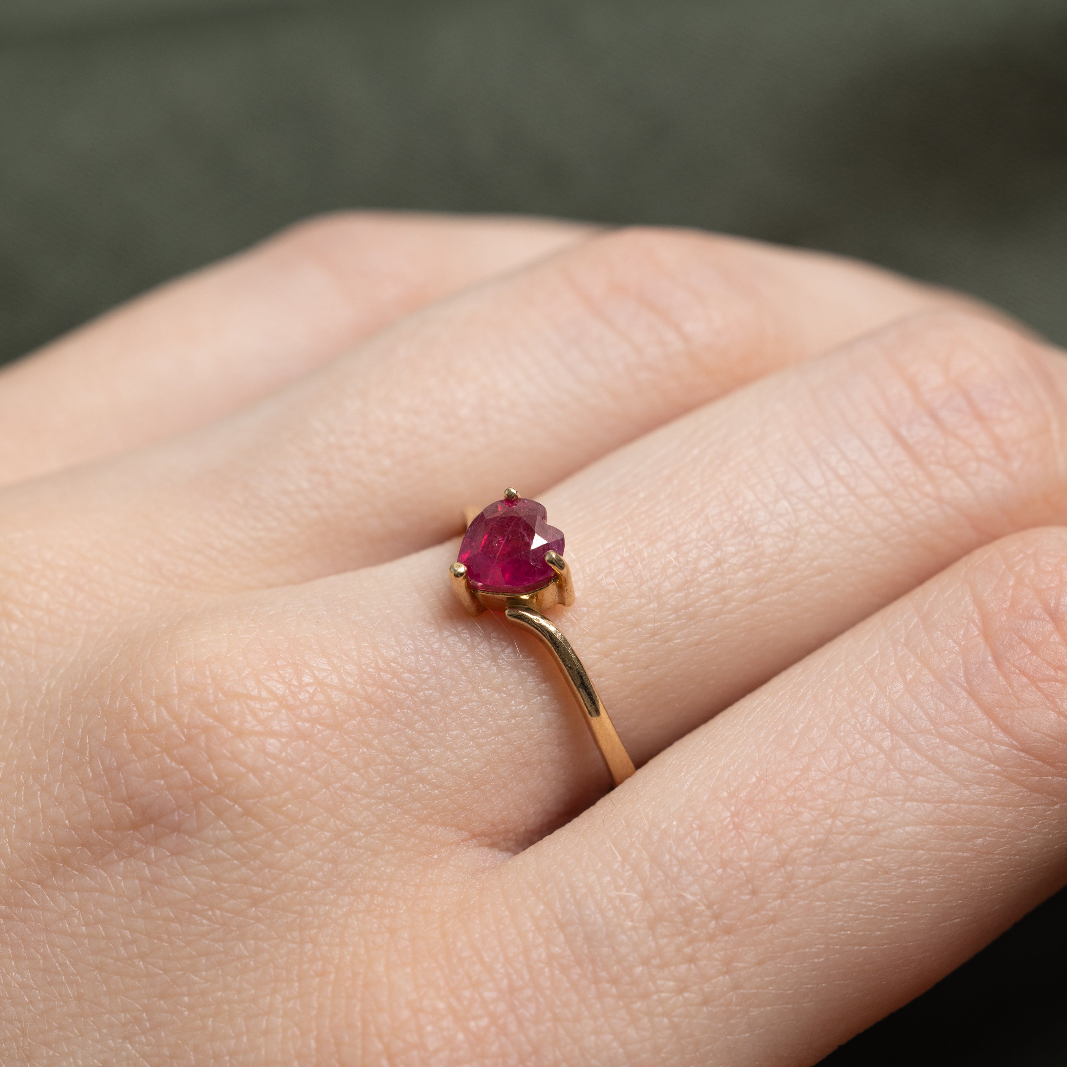 Heart Cut Glass Filled Ruby Ring | SZ 7