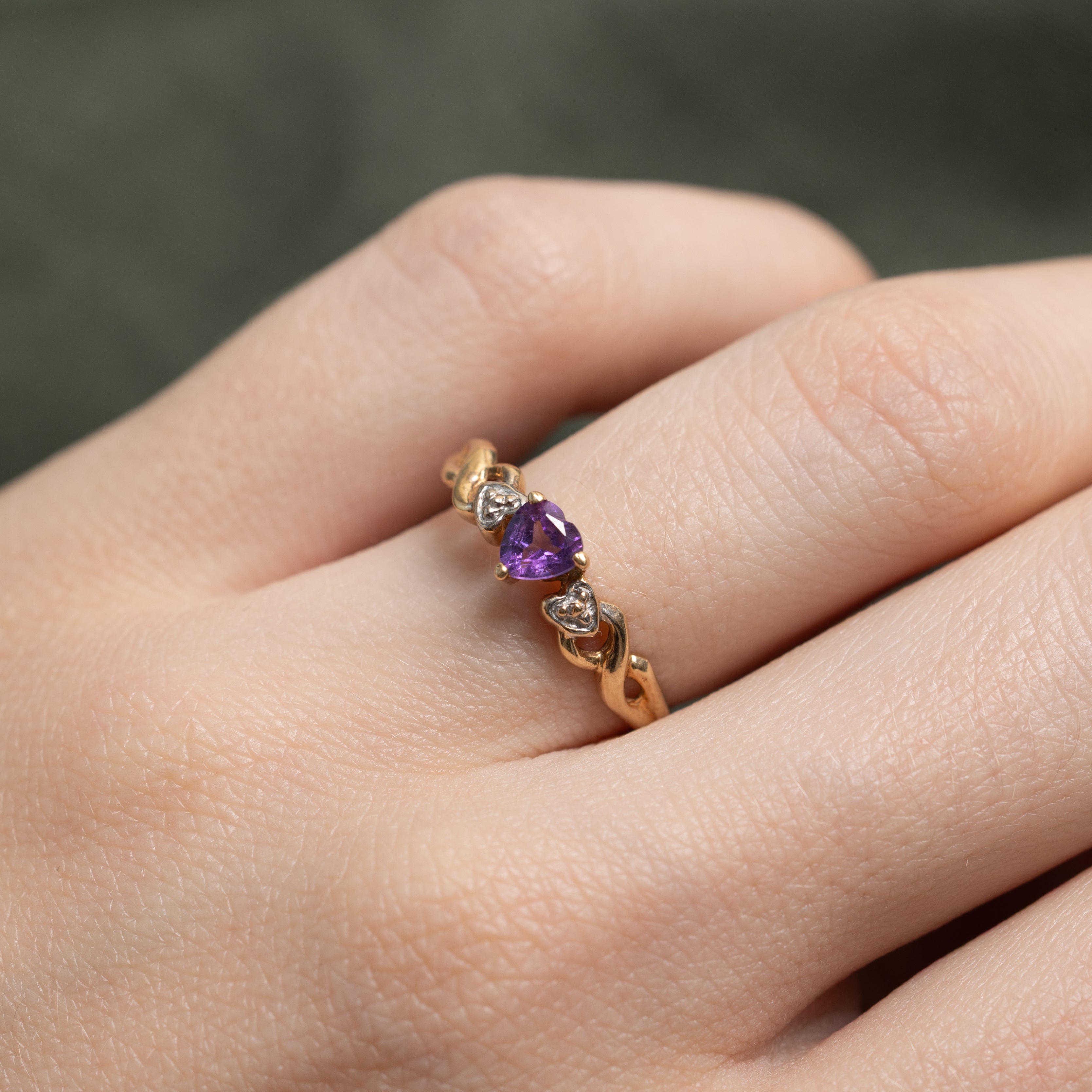 Heart Cut Amethyst & Diamond Ring | SZ 6.25