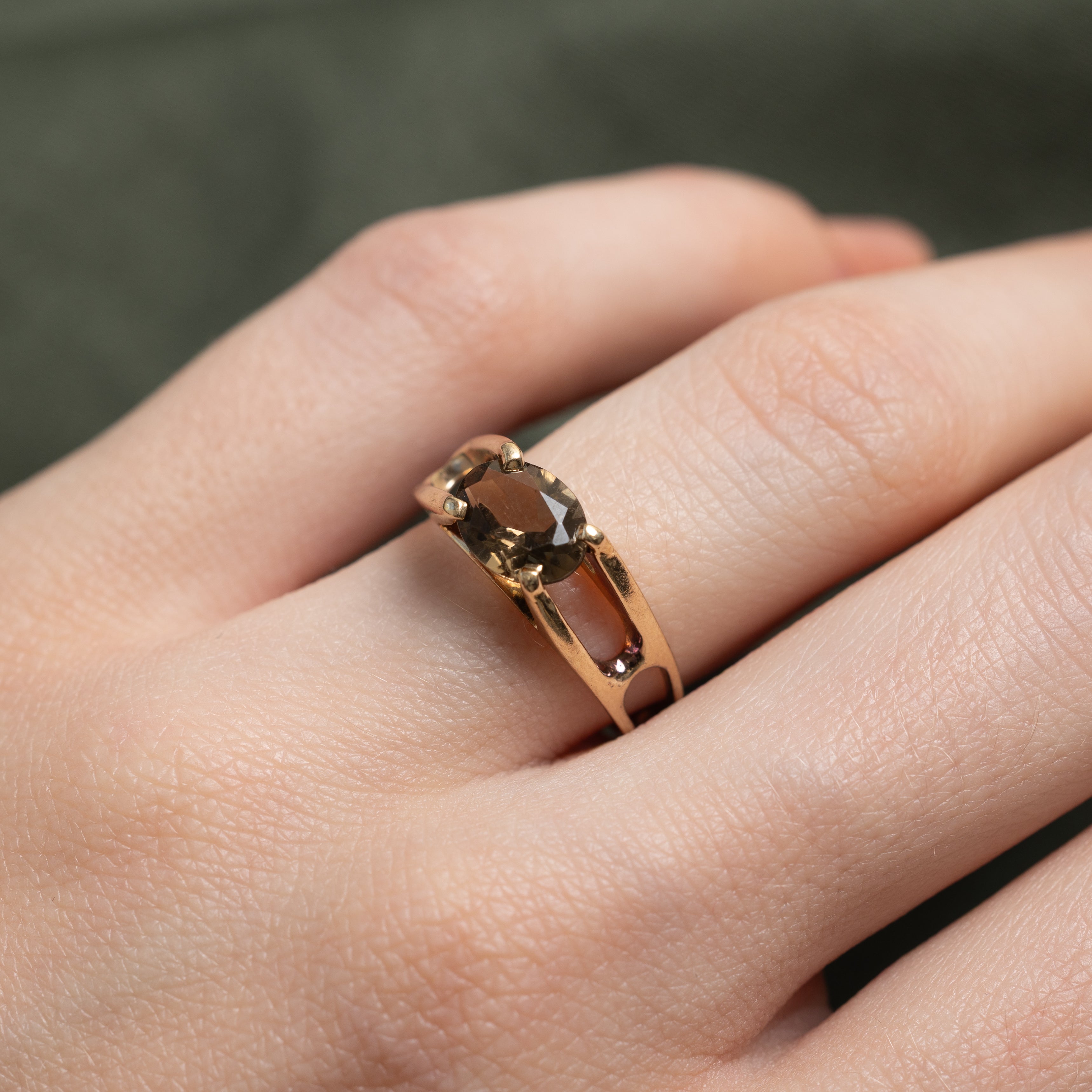 'Birks' East West Smoky Quartz Openwork Ring | SZ 6.25