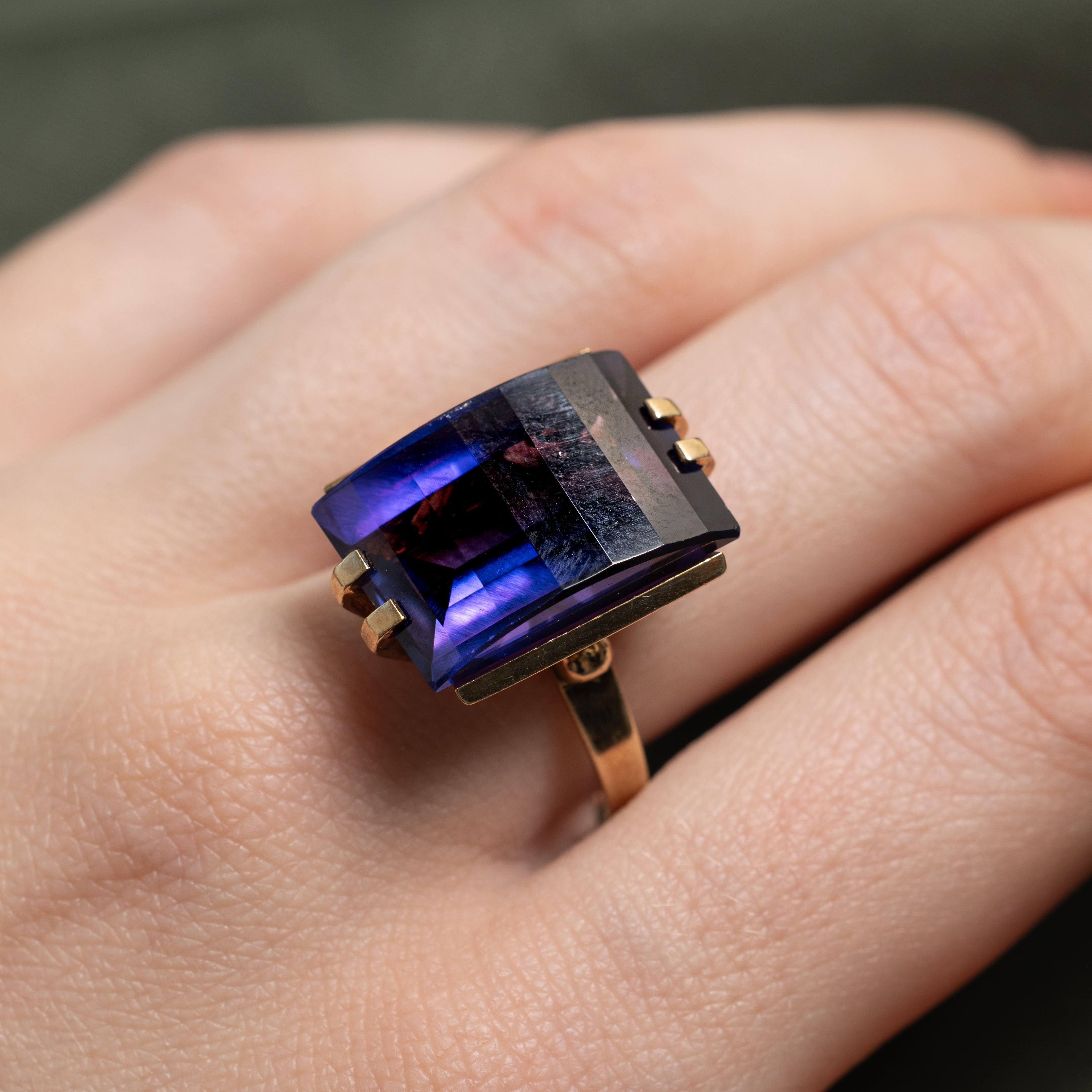 Synthetic Sapphire Scrollwork Cocktail Ring | SZ 9