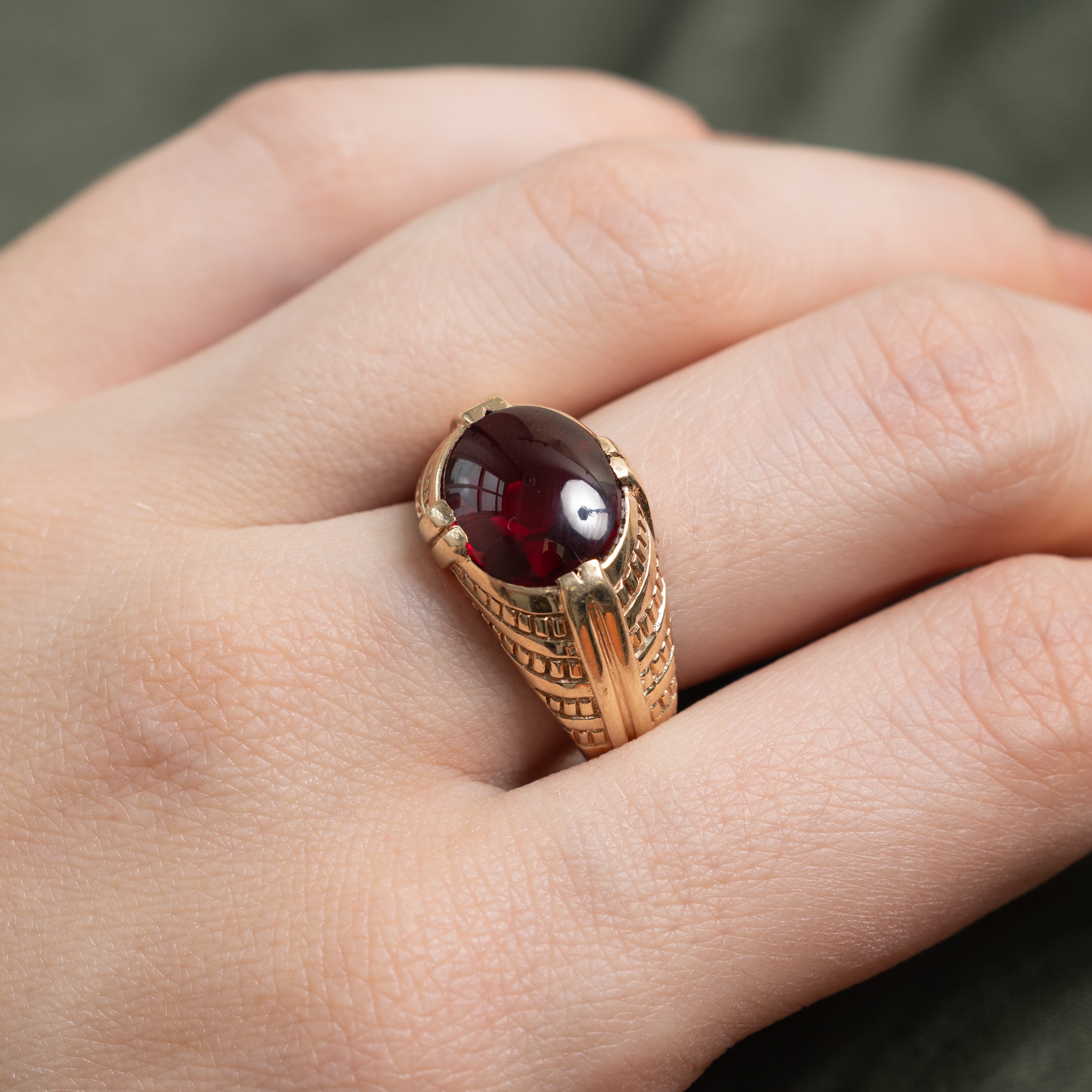 East West Synthetic Ruby Cocktail Ring | SZ 8.25