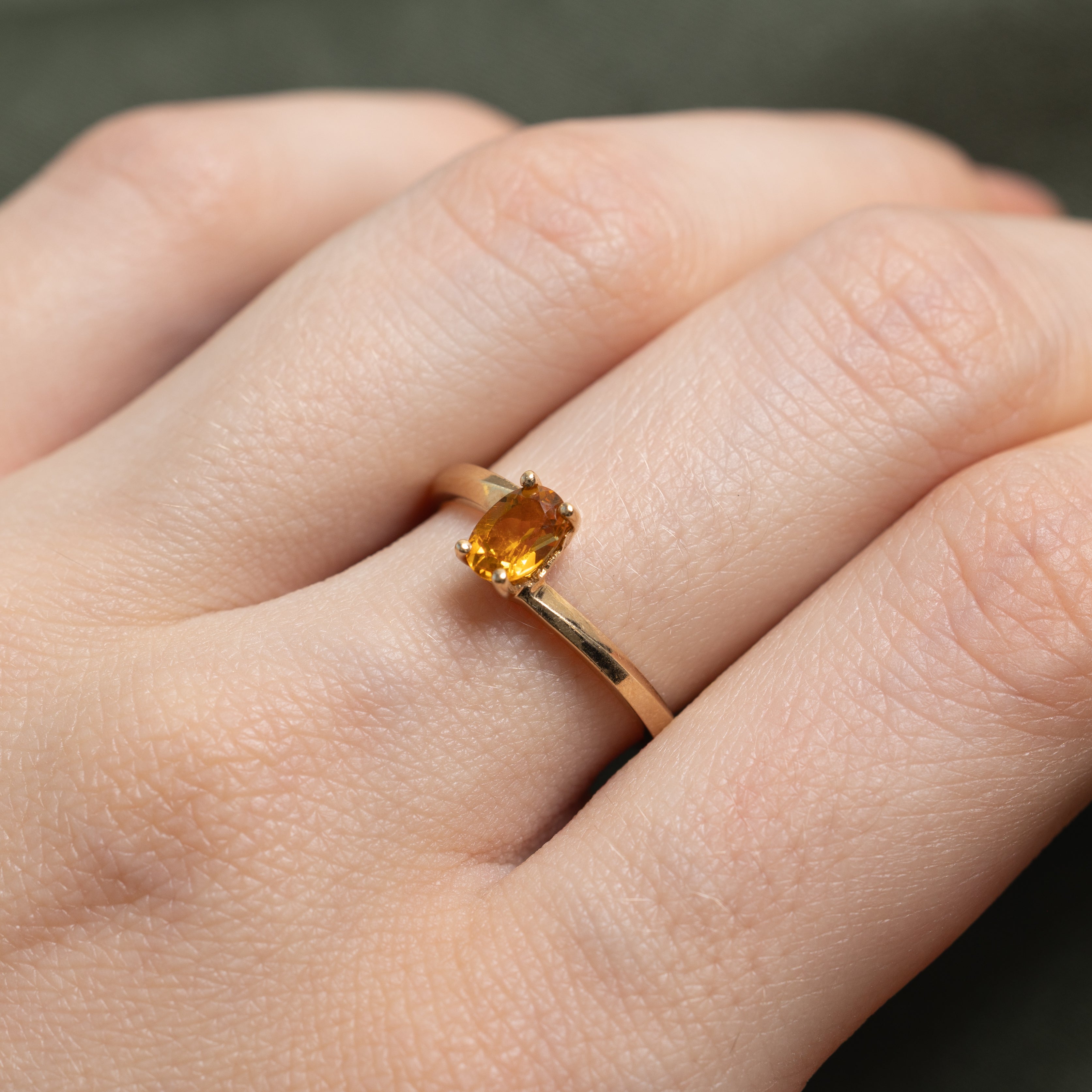 Basket Set Citrine Bypass Ring | SZ 6.25
