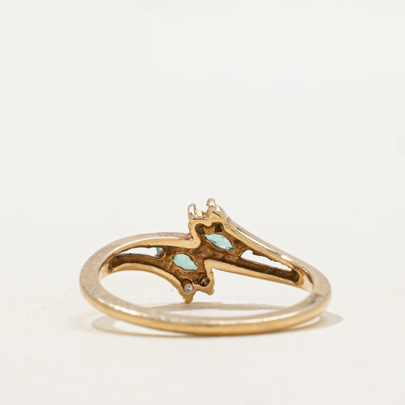 Bague contournante émeraude et diamant | Taille 6,5