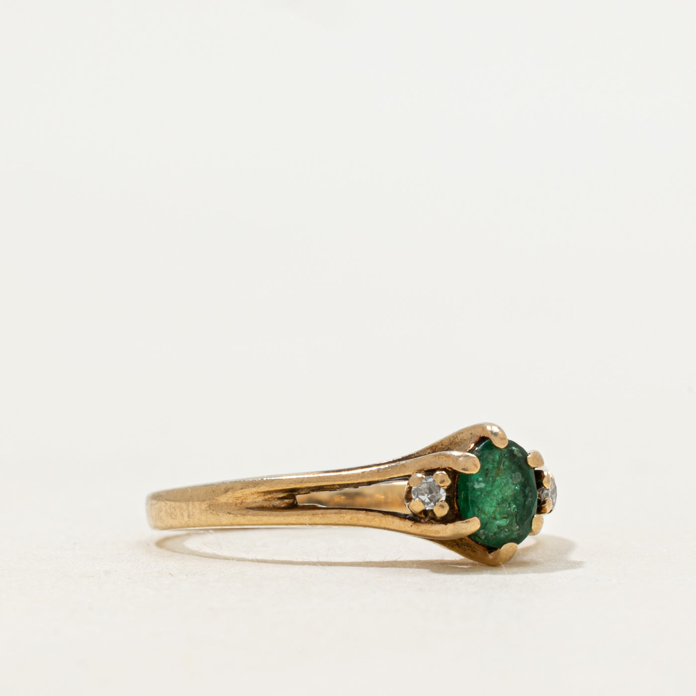 Emerald & Diamond Cathedral Ring | SZ 5
