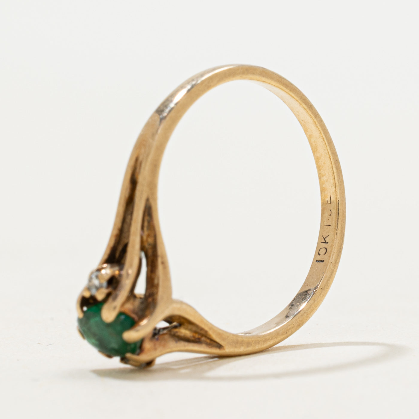 Emerald & Diamond Cathedral Ring | SZ 5