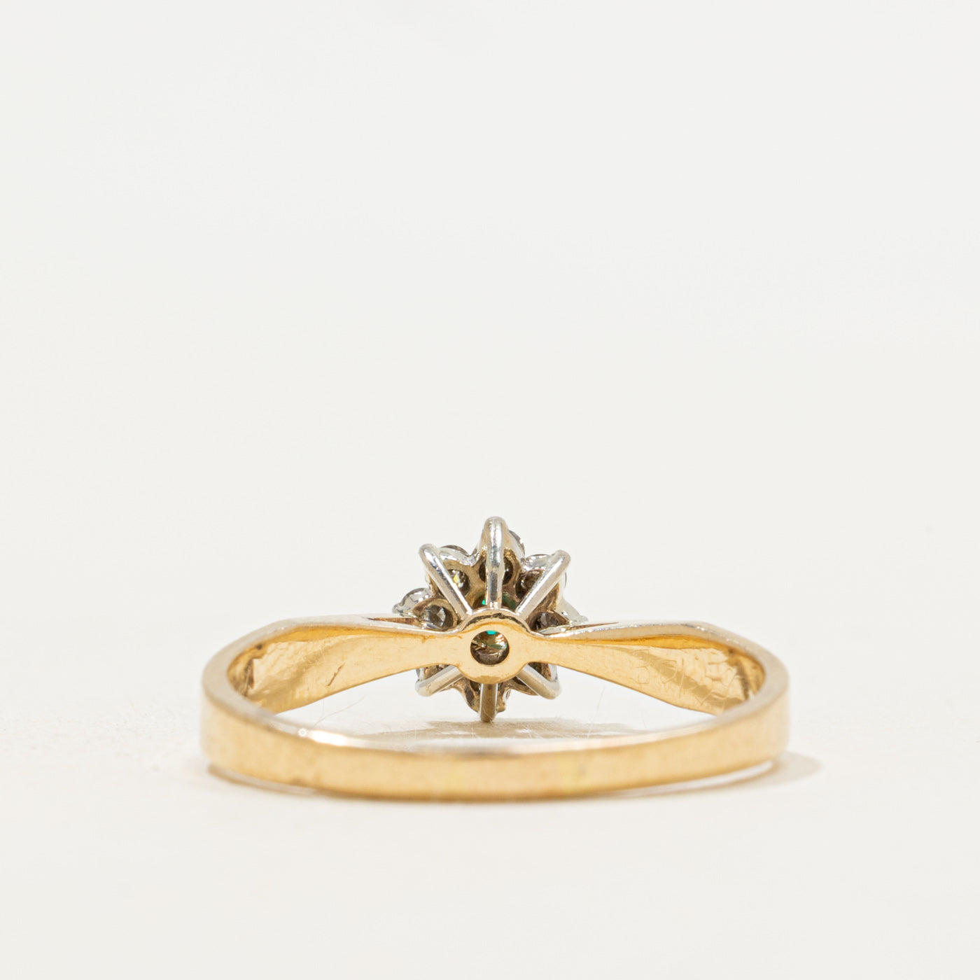 Emerald & Diamond Petal Cathedral Ring | SZ 7.25