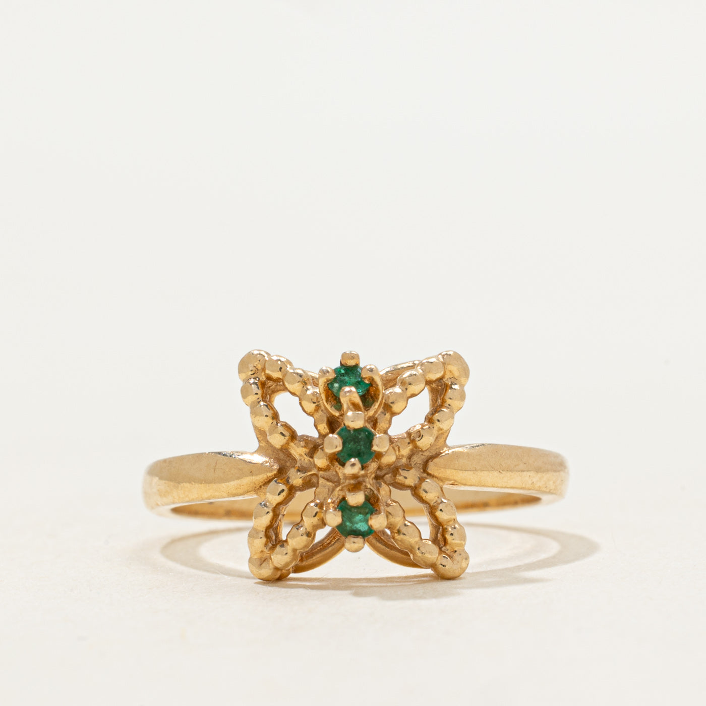 Emerald Column Open Butterfly Ring | SZ 6