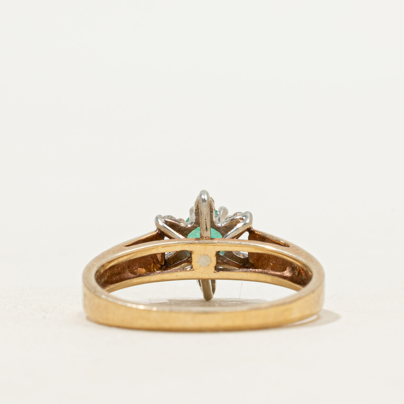 Emerald & Diamond Petal Cathedral Ring | SZ 4.75