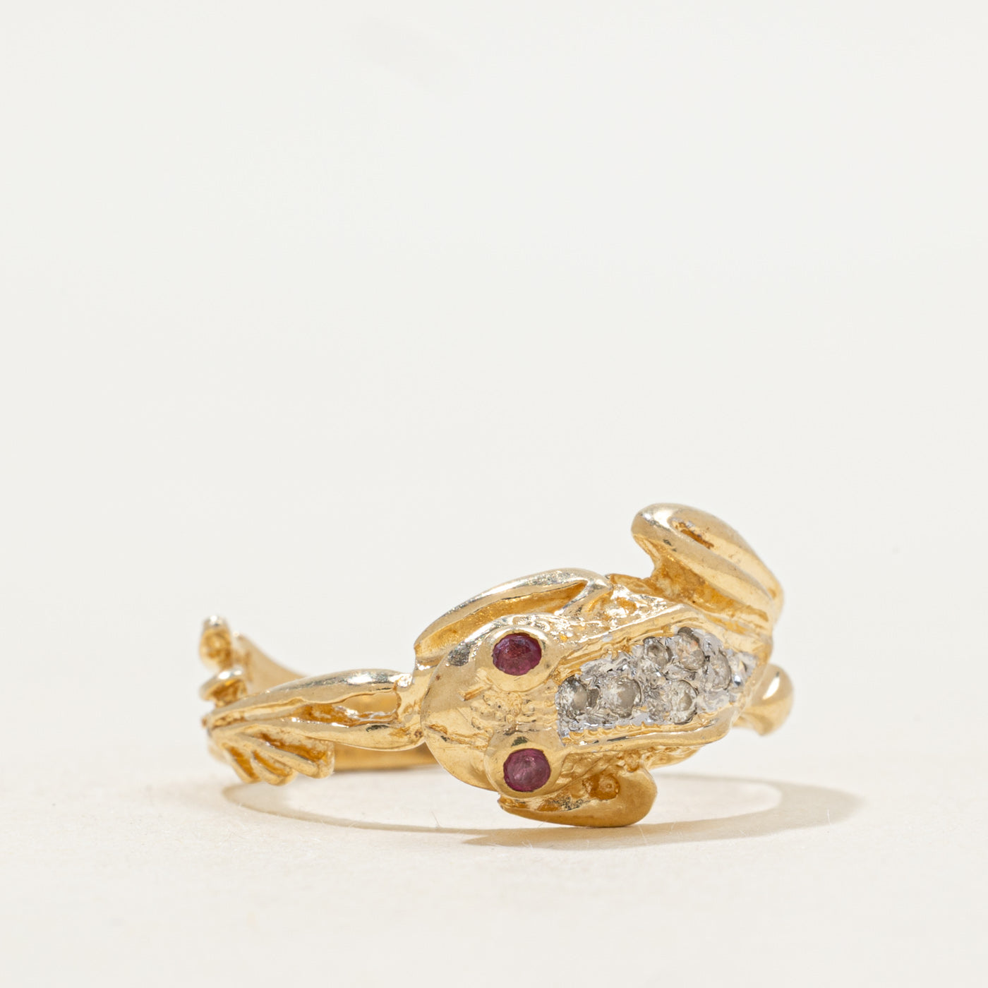 Diamond & Ruby Frog Ring | SZ 6.25