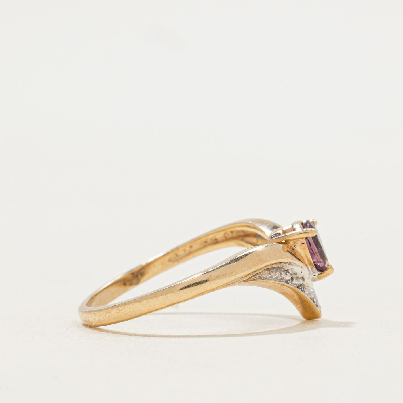 Pear Cut Ruby & Diamond Chevron Ring | SZ 6.5