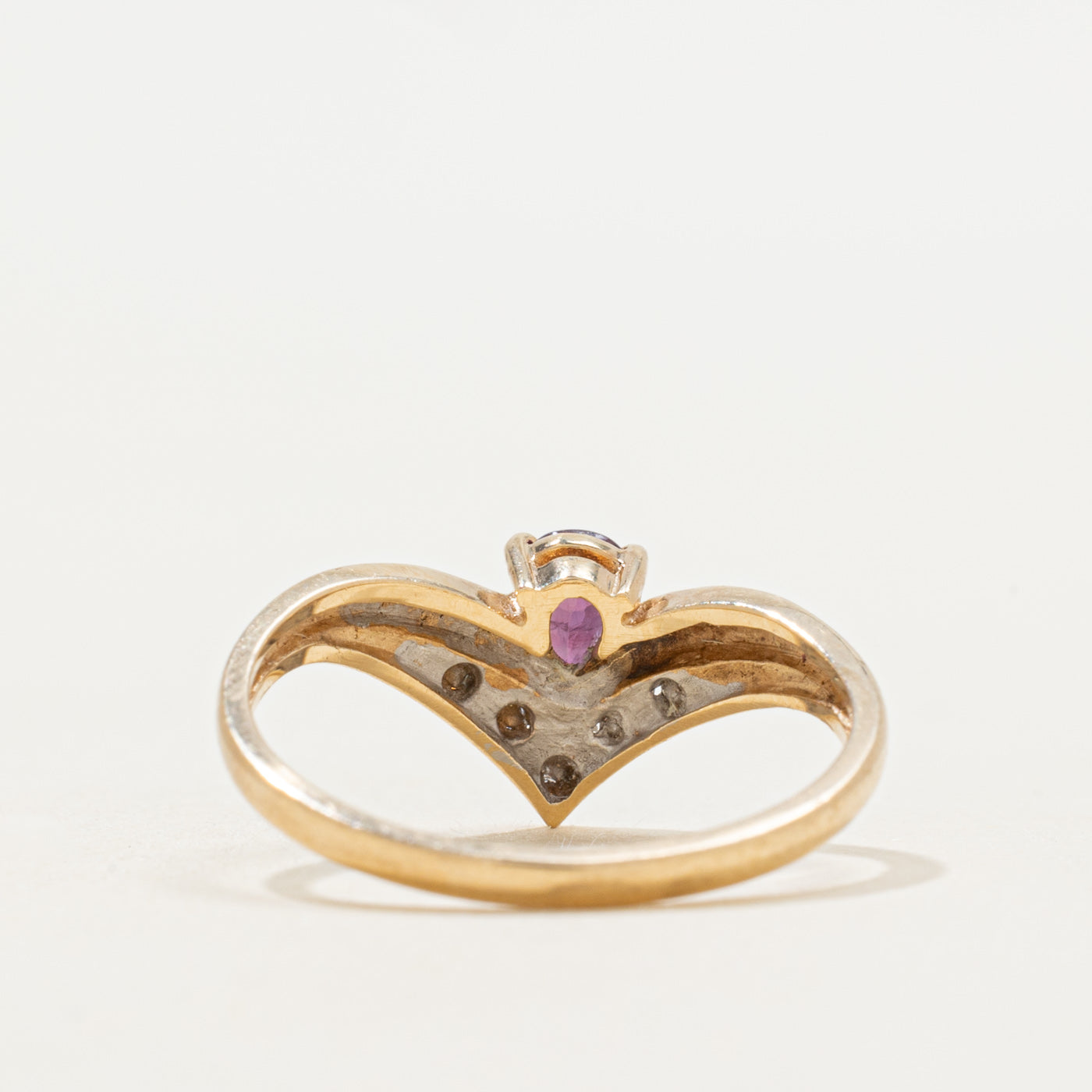 Pear Cut Ruby & Diamond Chevron Ring | SZ 6.5