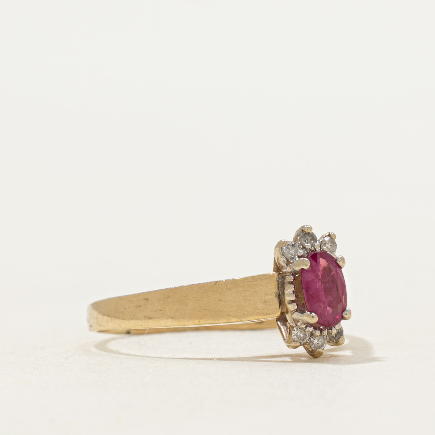 Oval Cut Ruby & Diamond Petal Ring | SZ 6.25