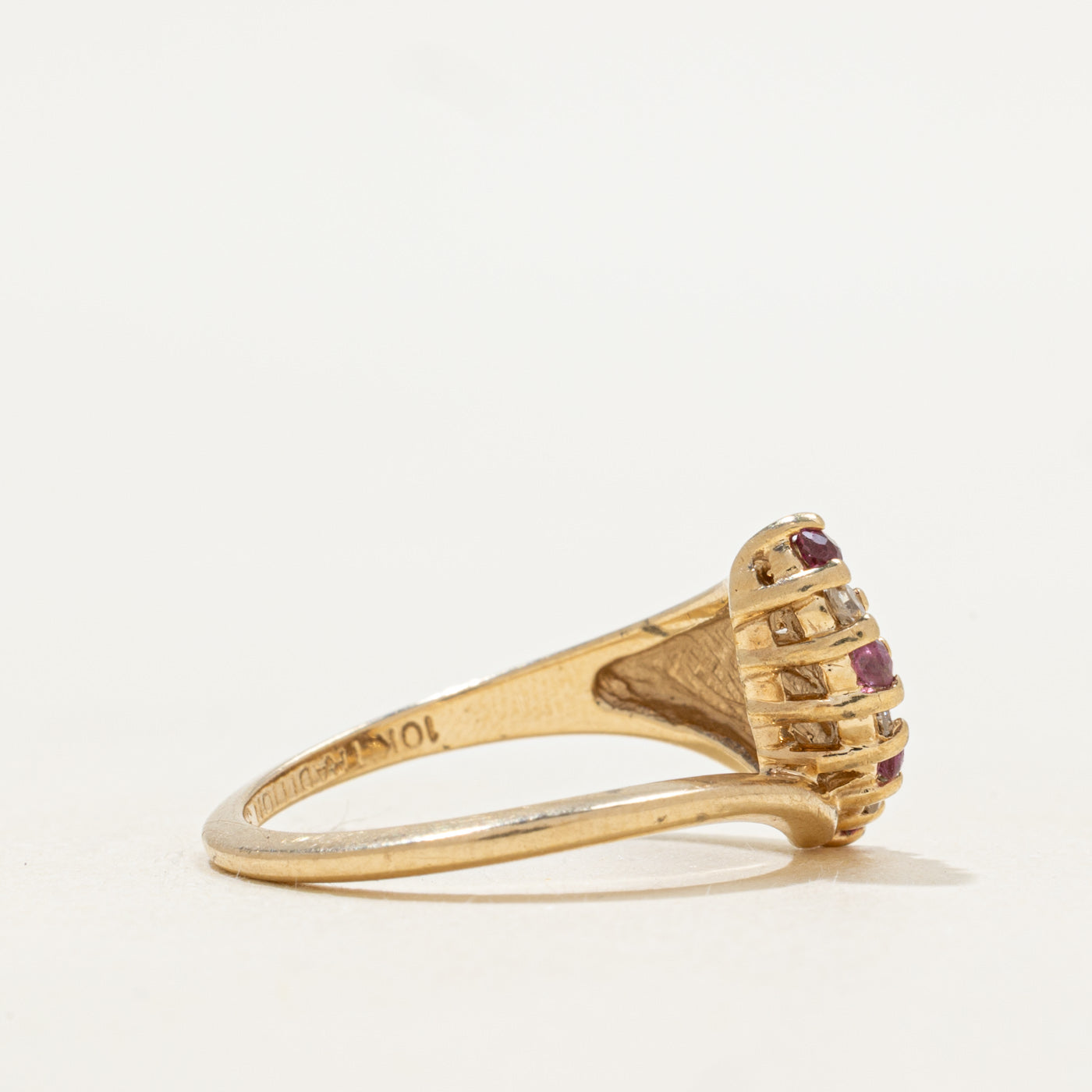 Diamond & Ruby Waterfall Openwork Ring | SZ 5.75