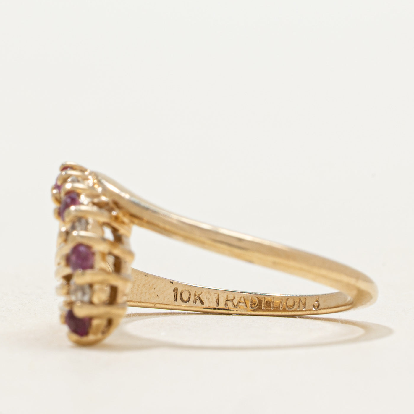 Diamond & Ruby Waterfall Openwork Ring | SZ 5.75