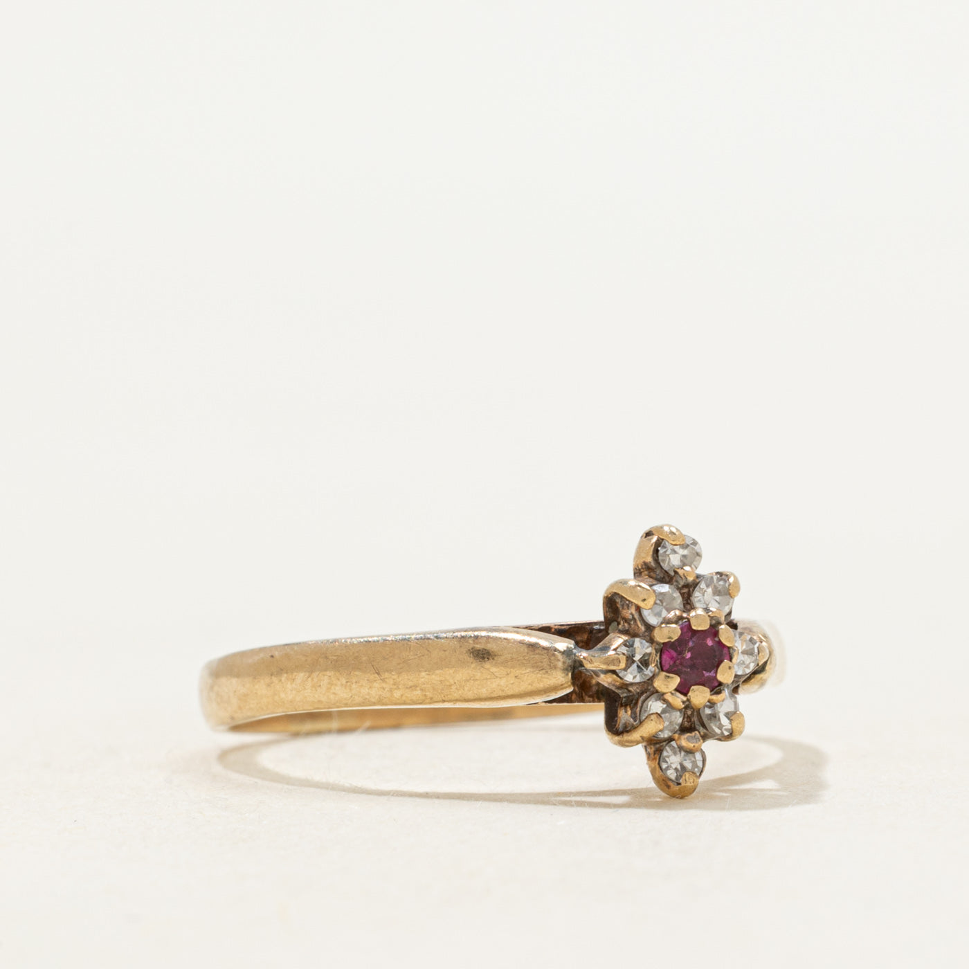 Ruby & Diamond Petal Ring | SZ 5.75