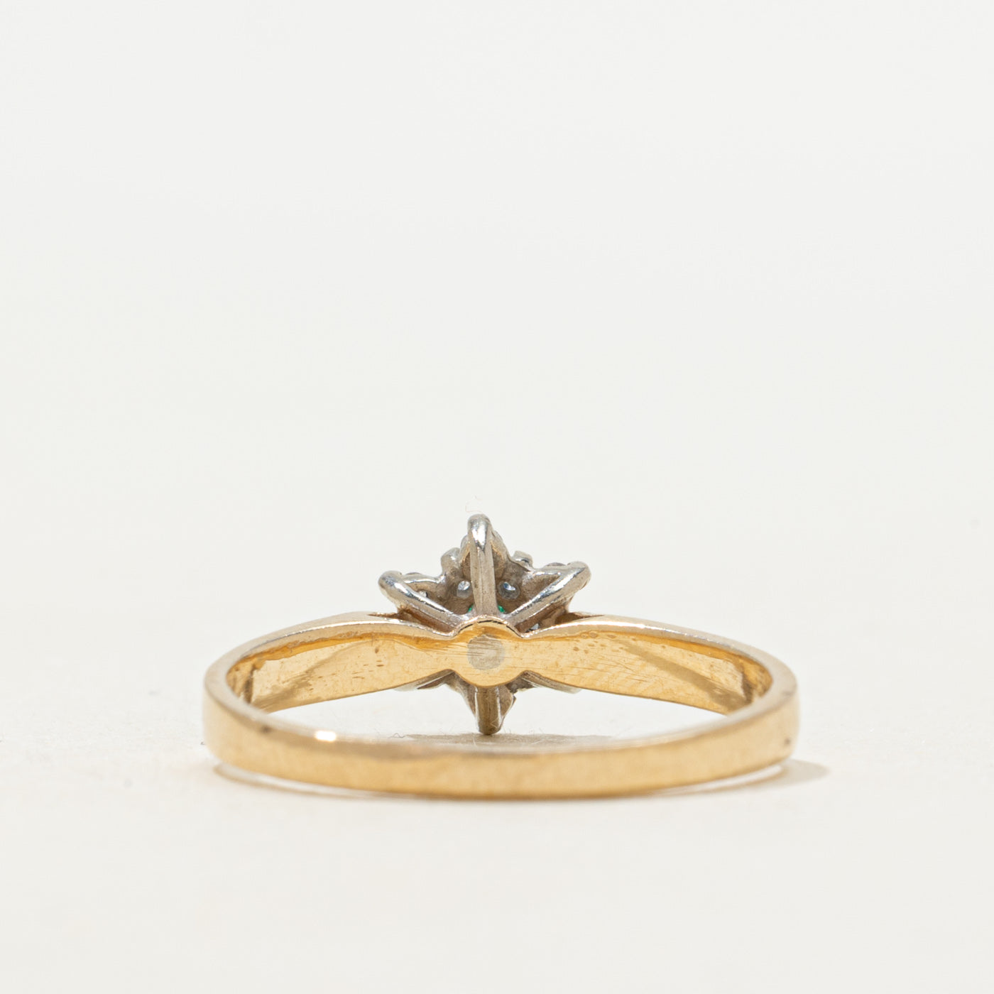 Emerald & Diamond Petal Cluster Cathedral Ring | SZ 6.25