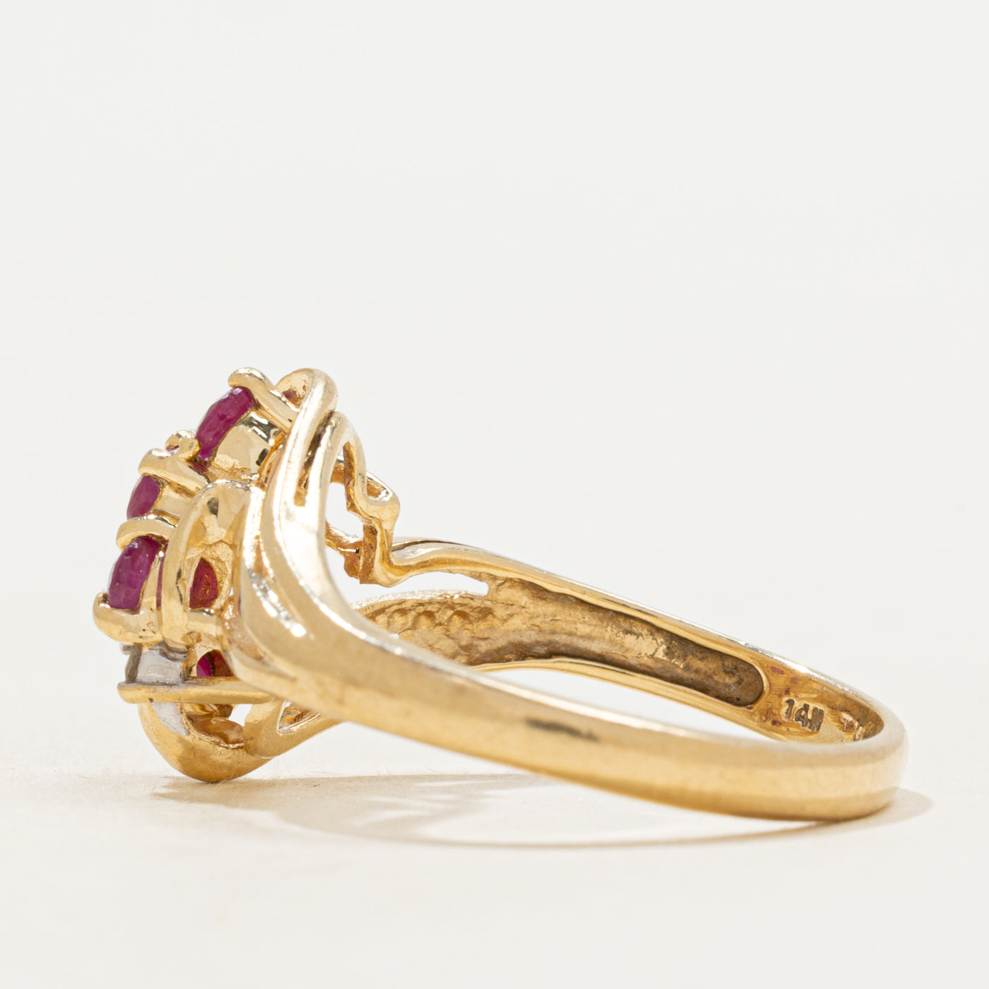 Ruby & Diamond Waterfall Bypass Ring | SZ 7.25