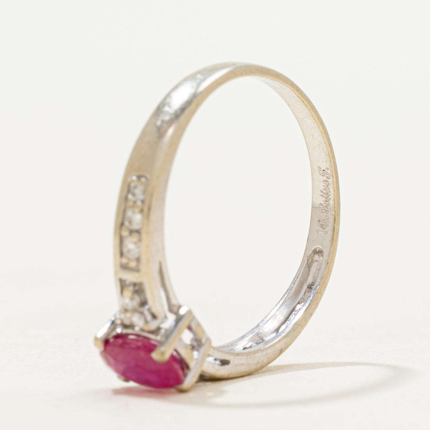 Oval Cut Ruby & Diamond Accented Ring | SZ 7