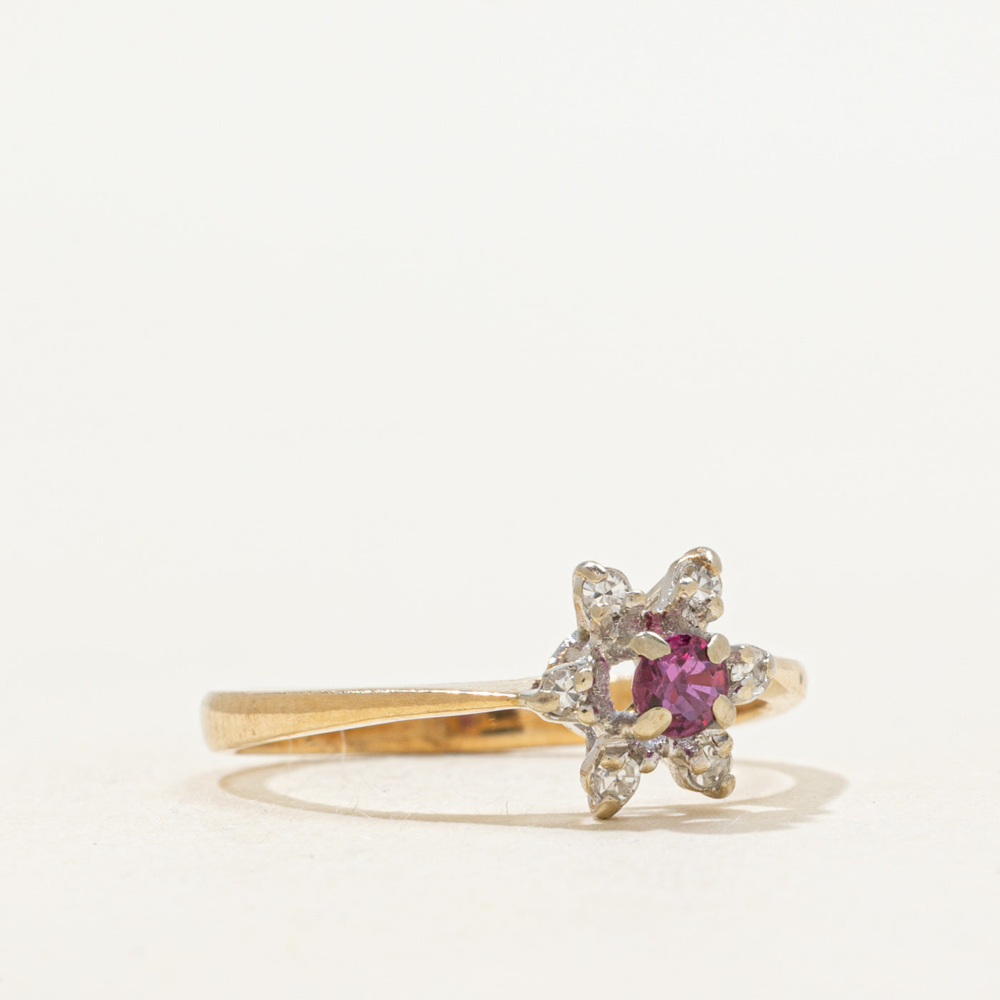 Ruby & Diamond Petal Petal Ring | SZ 5
