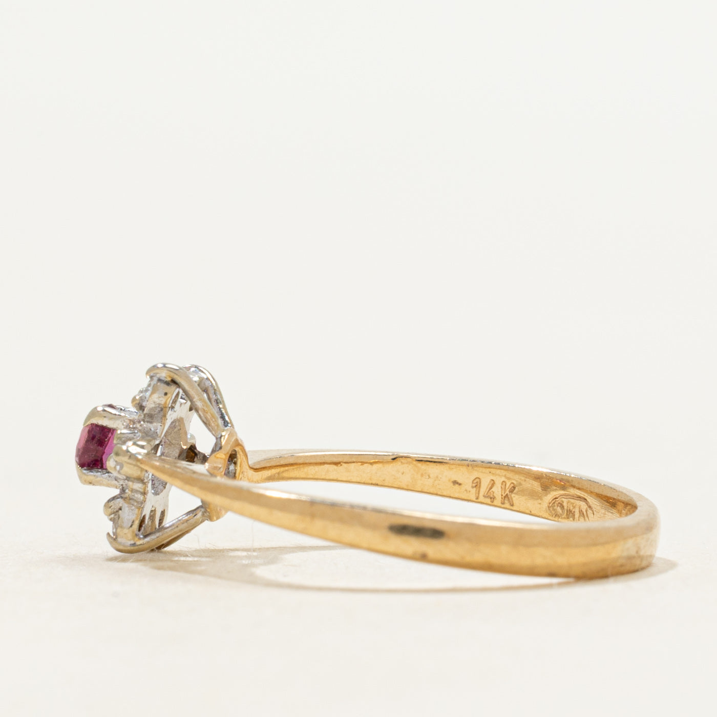 Ruby & Diamond Petal Petal Ring | SZ 5