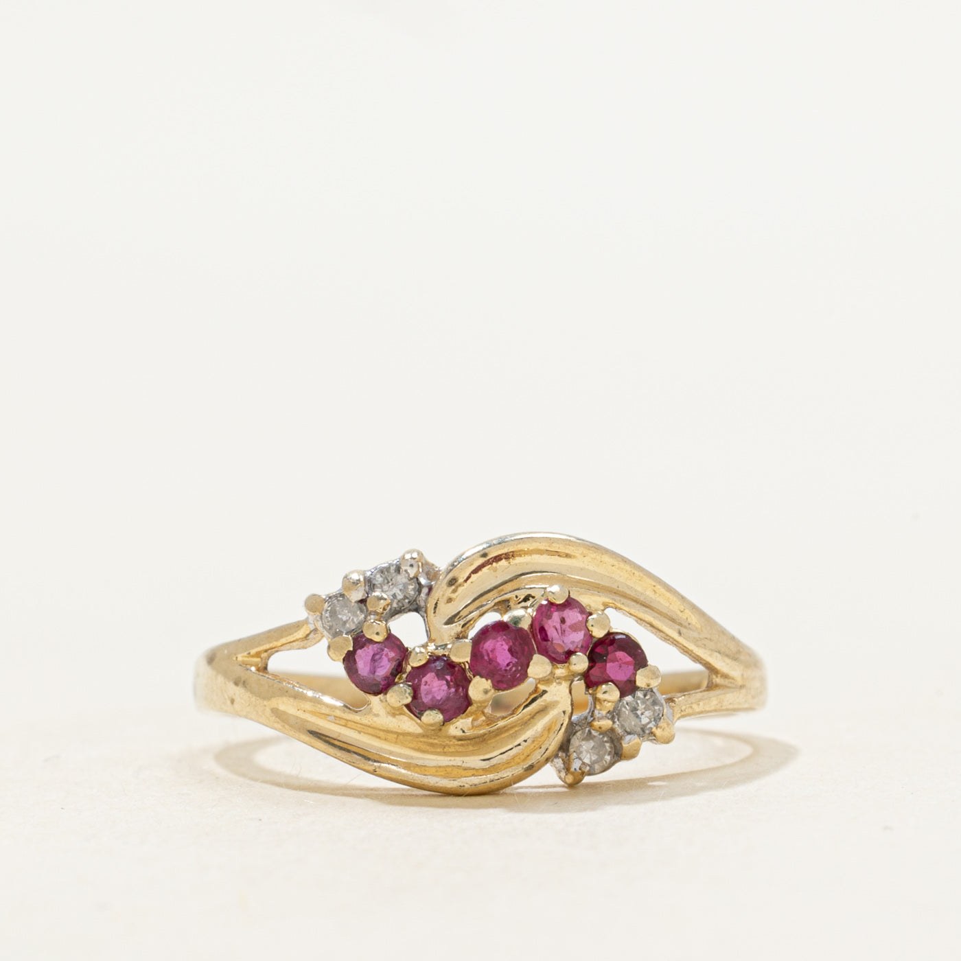 Ruby & Diamond Cluster Openwork Ring | SZ 6.25