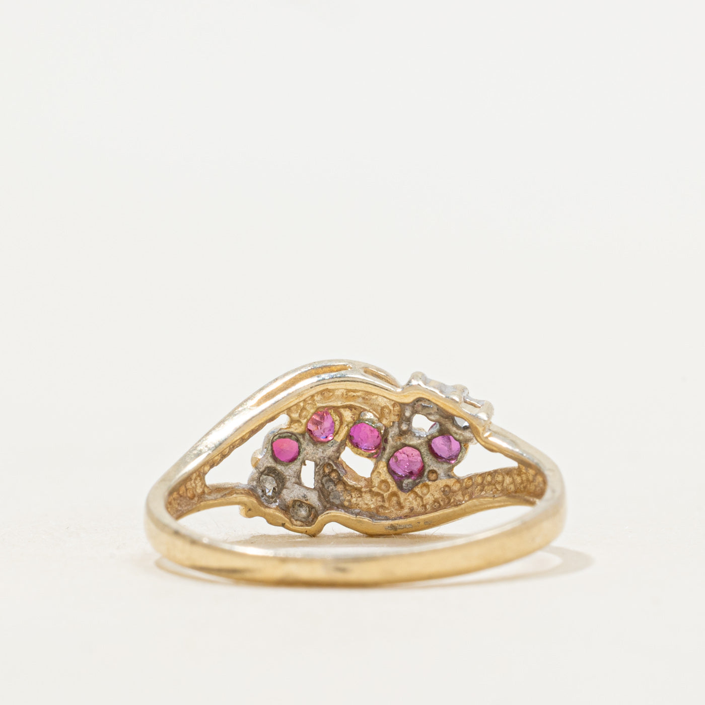 Ruby & Diamond Cluster Openwork Ring | SZ 6.25