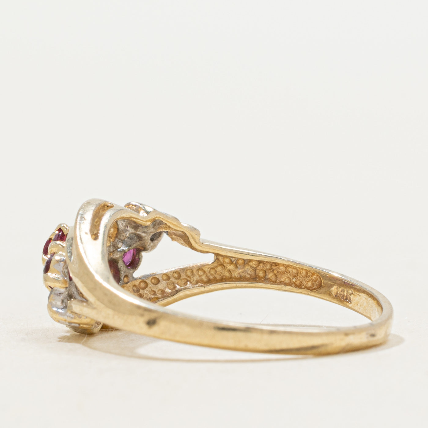 Ruby & Diamond Cluster Openwork Ring | SZ 6.25