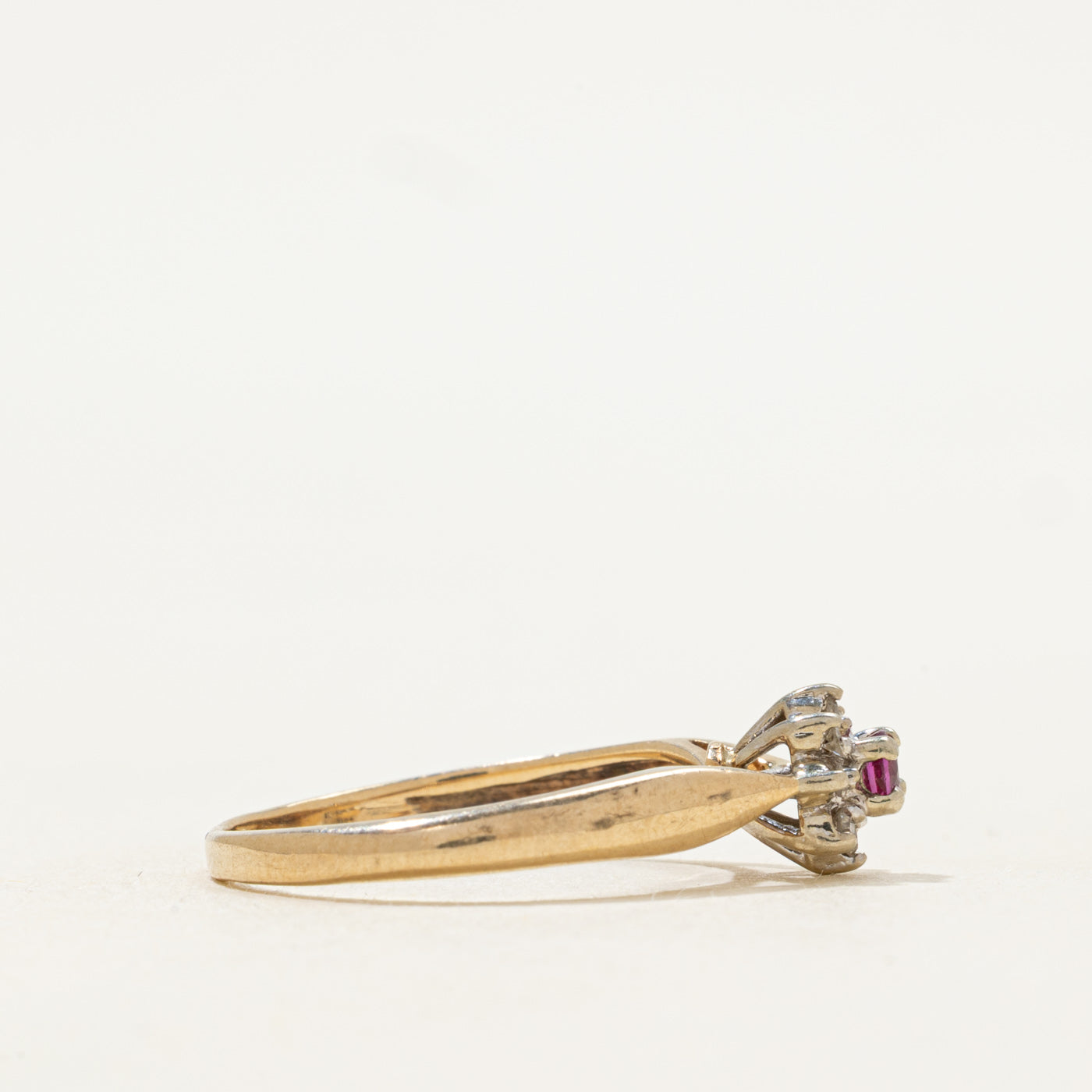 Ruby & Diamond Petal Ring | SZ 6.25