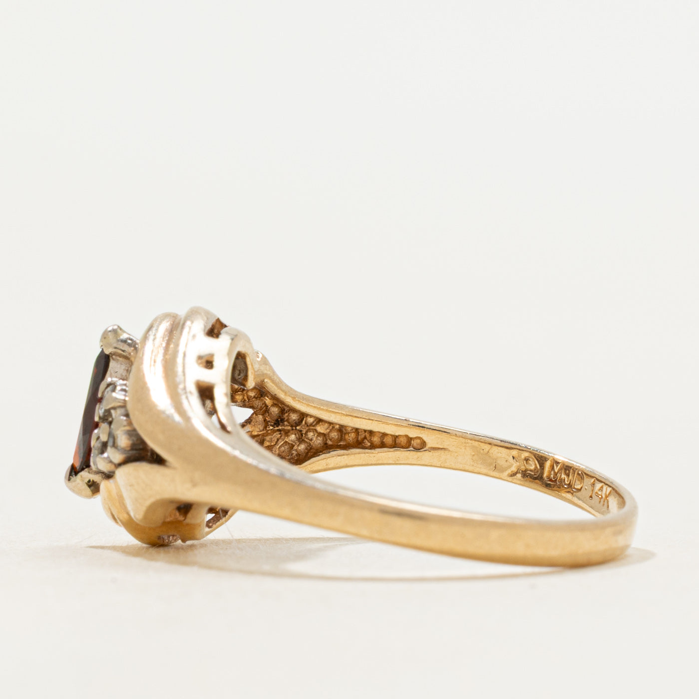 Marquise Cut Garnet & Diamond Accented Ring | SZ 6.25