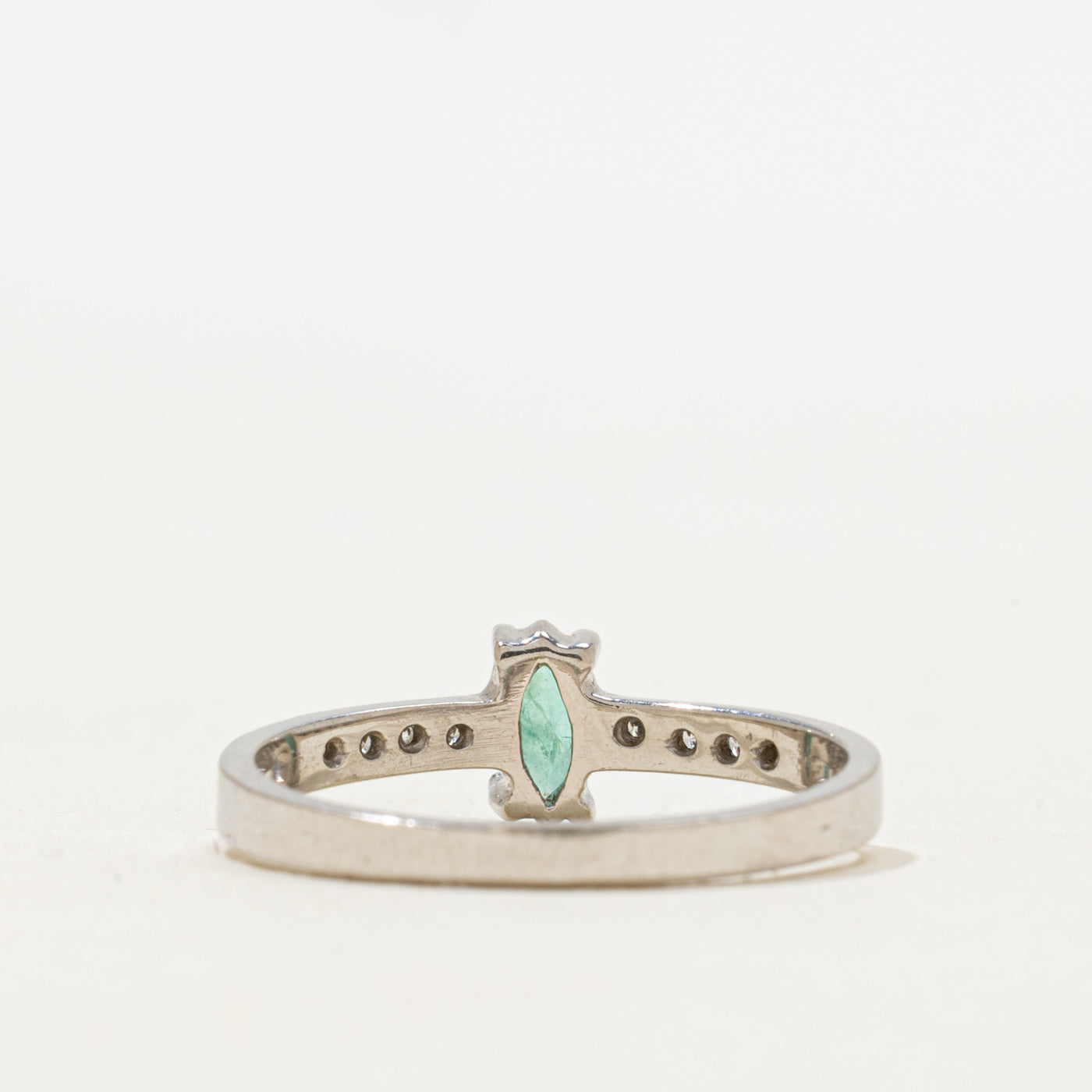 Marquise Cut Emerald & Diamond Ring | SZ 7