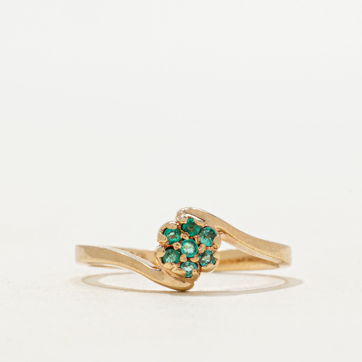 Synthetic Emerald Cluster Bypass Ring | SZ 5.25