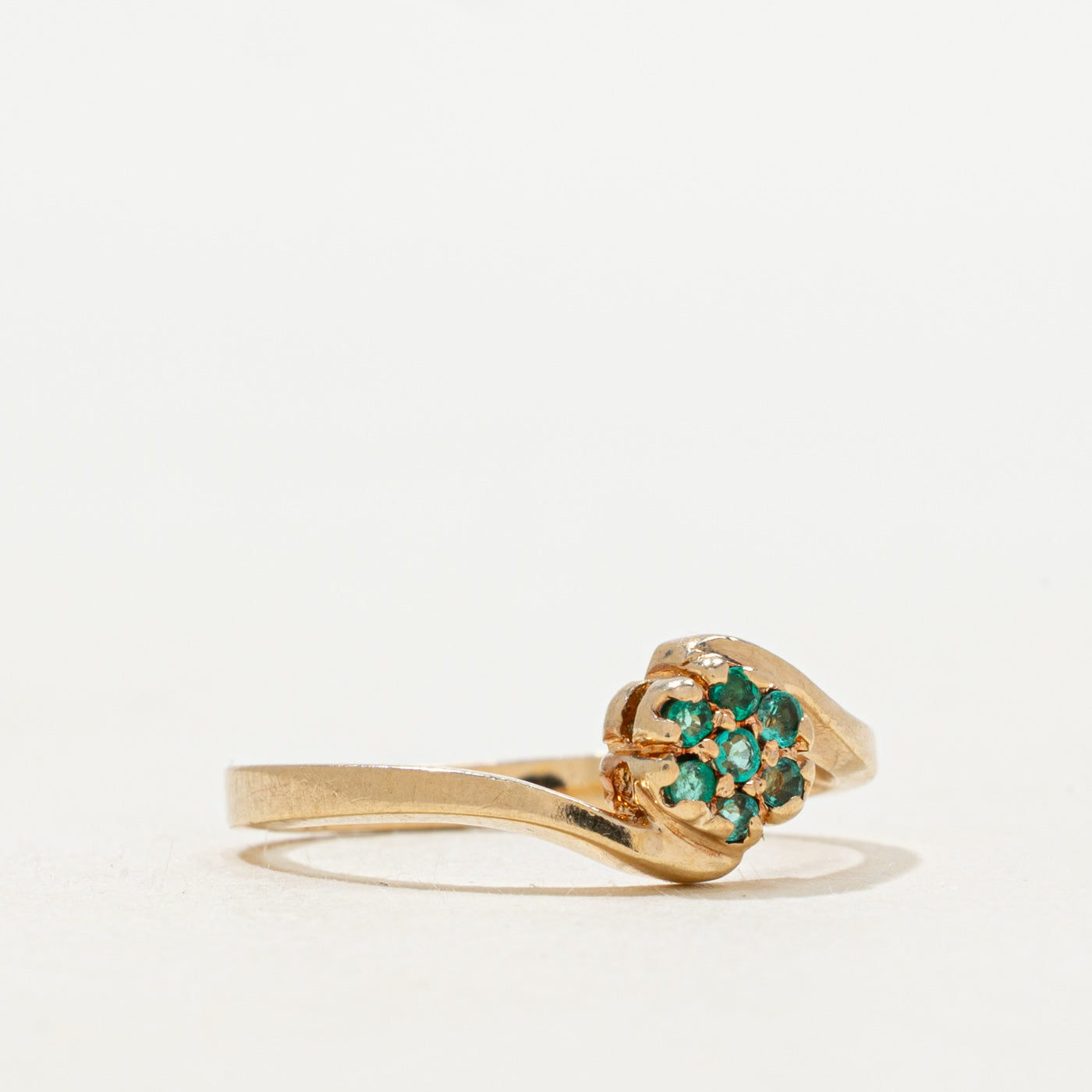 Synthetic Emerald Cluster Bypass Ring | SZ 5.25