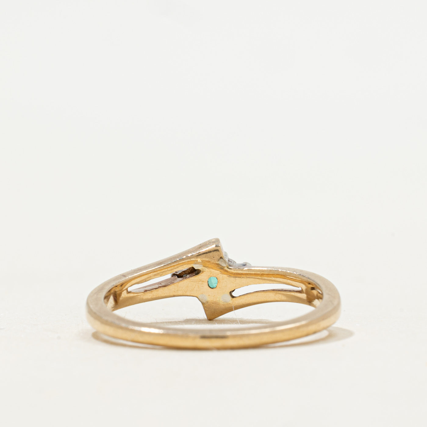 Marquise Cut Emerald & Diamond Bypass Ring | SZ 6.25