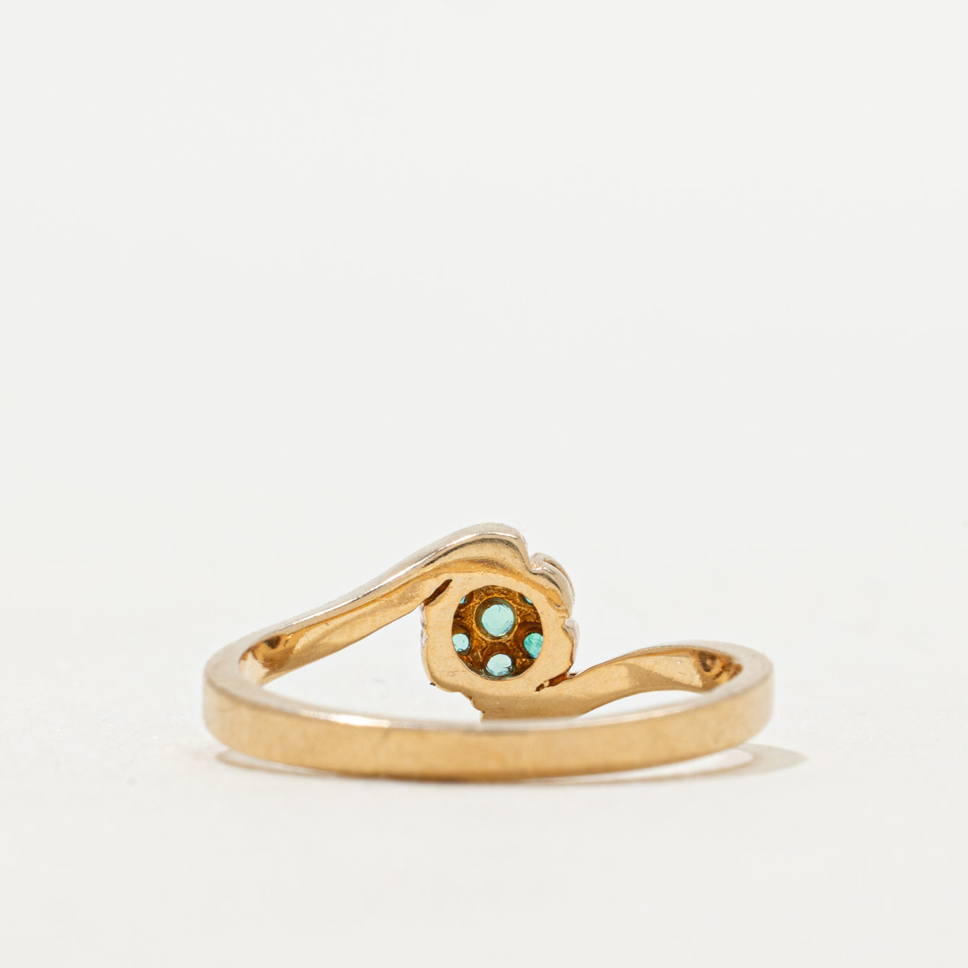 Synthetic Emerald Cluster Bypass Ring | SZ 5.25