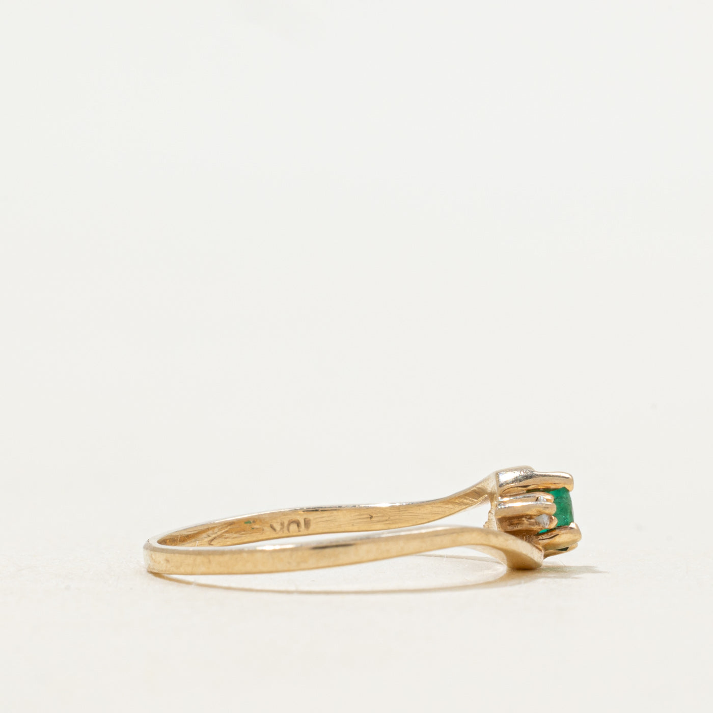 Emerald & Diamond Bypass Ring | SZ 4.5
