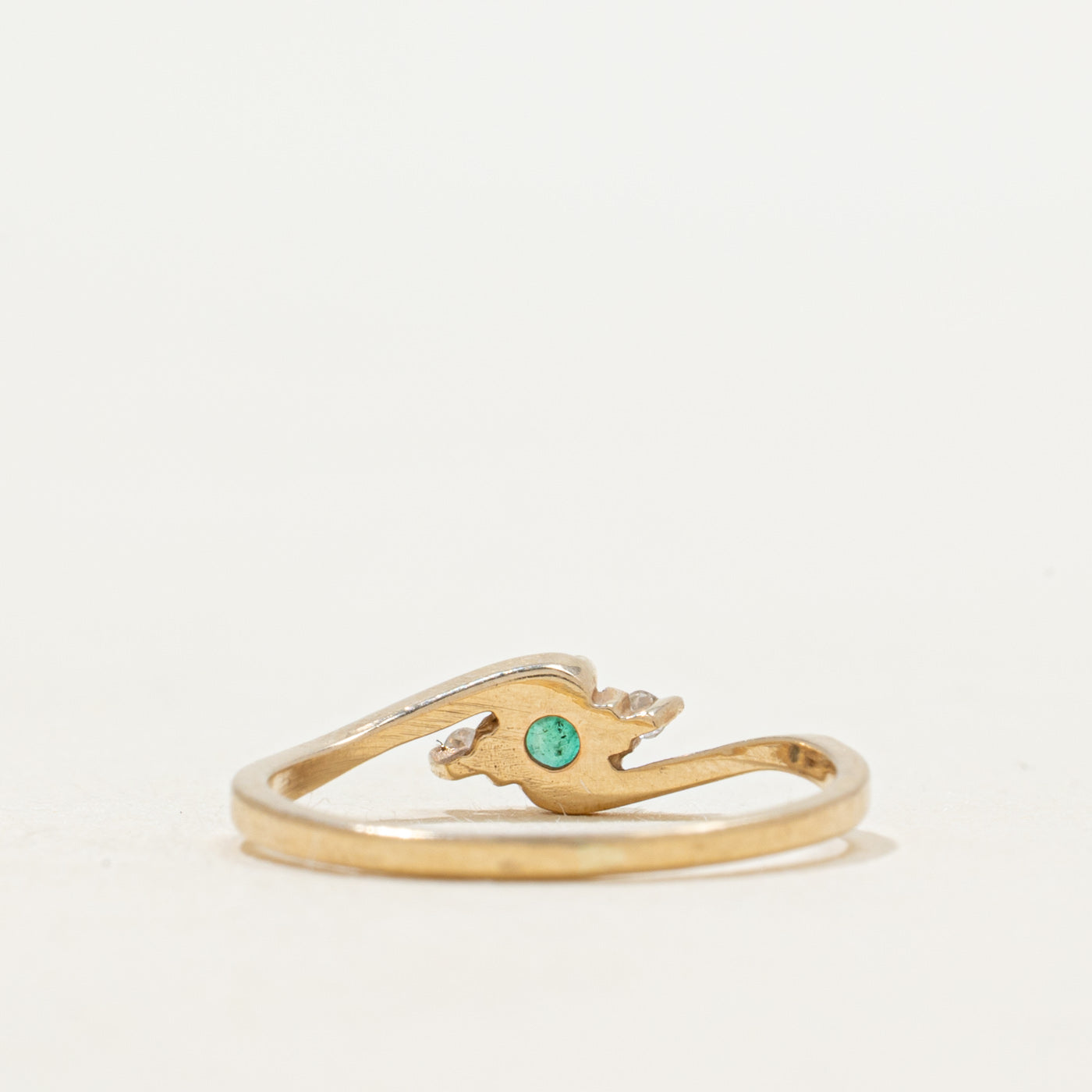Emerald & Diamond Bypass Ring | SZ 4.5