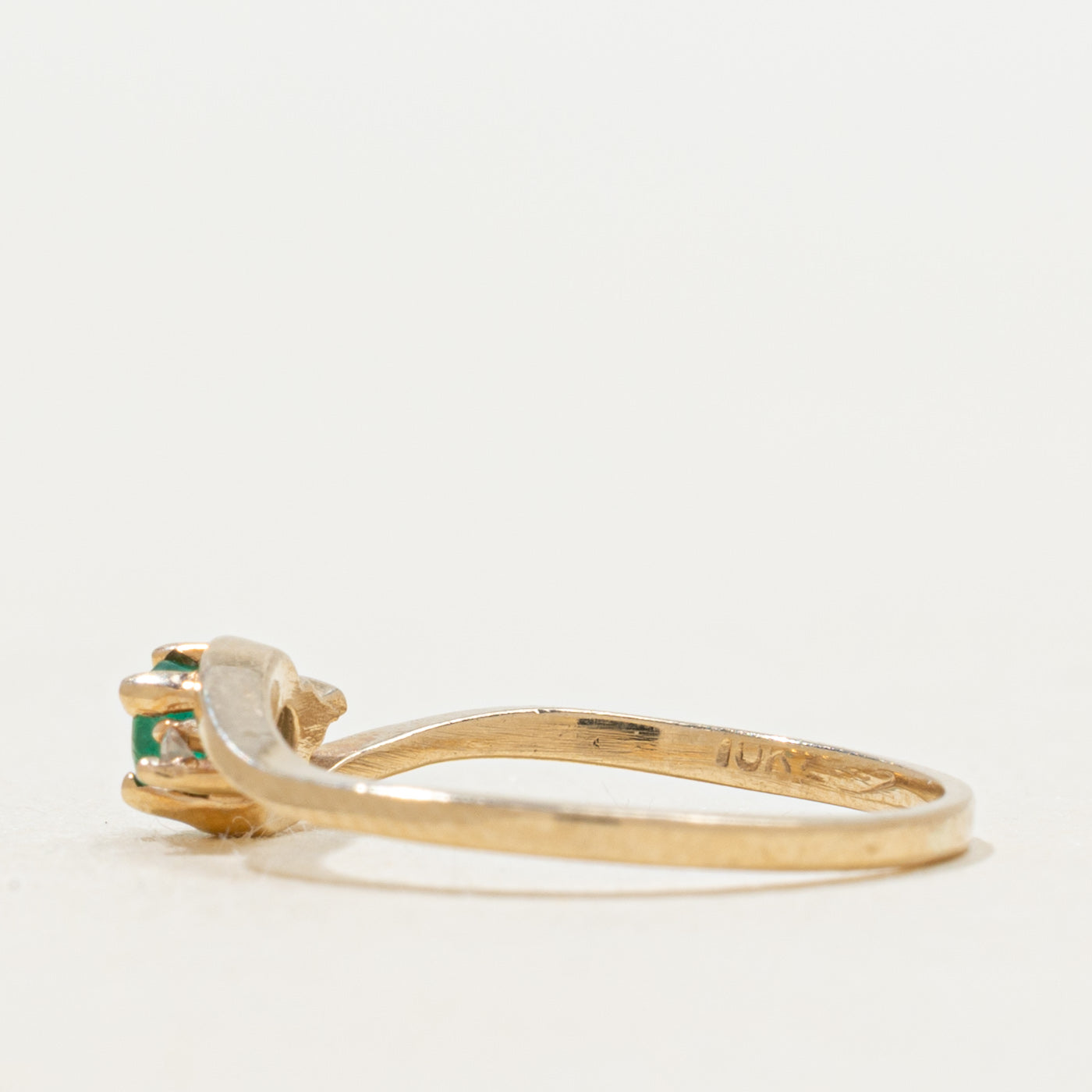 Emerald & Diamond Bypass Ring | SZ 4.5