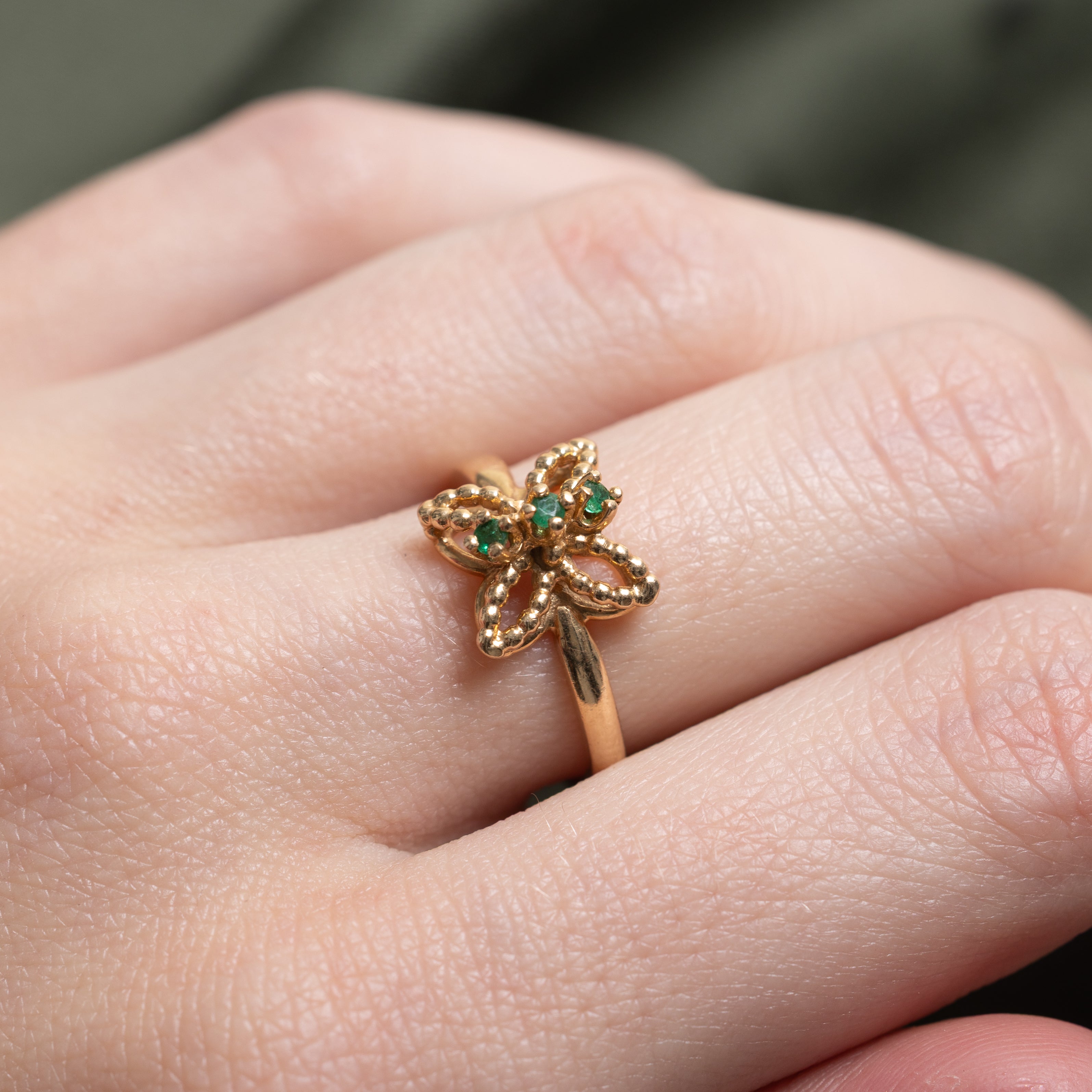 Emerald Column Open Butterfly Ring | SZ 6