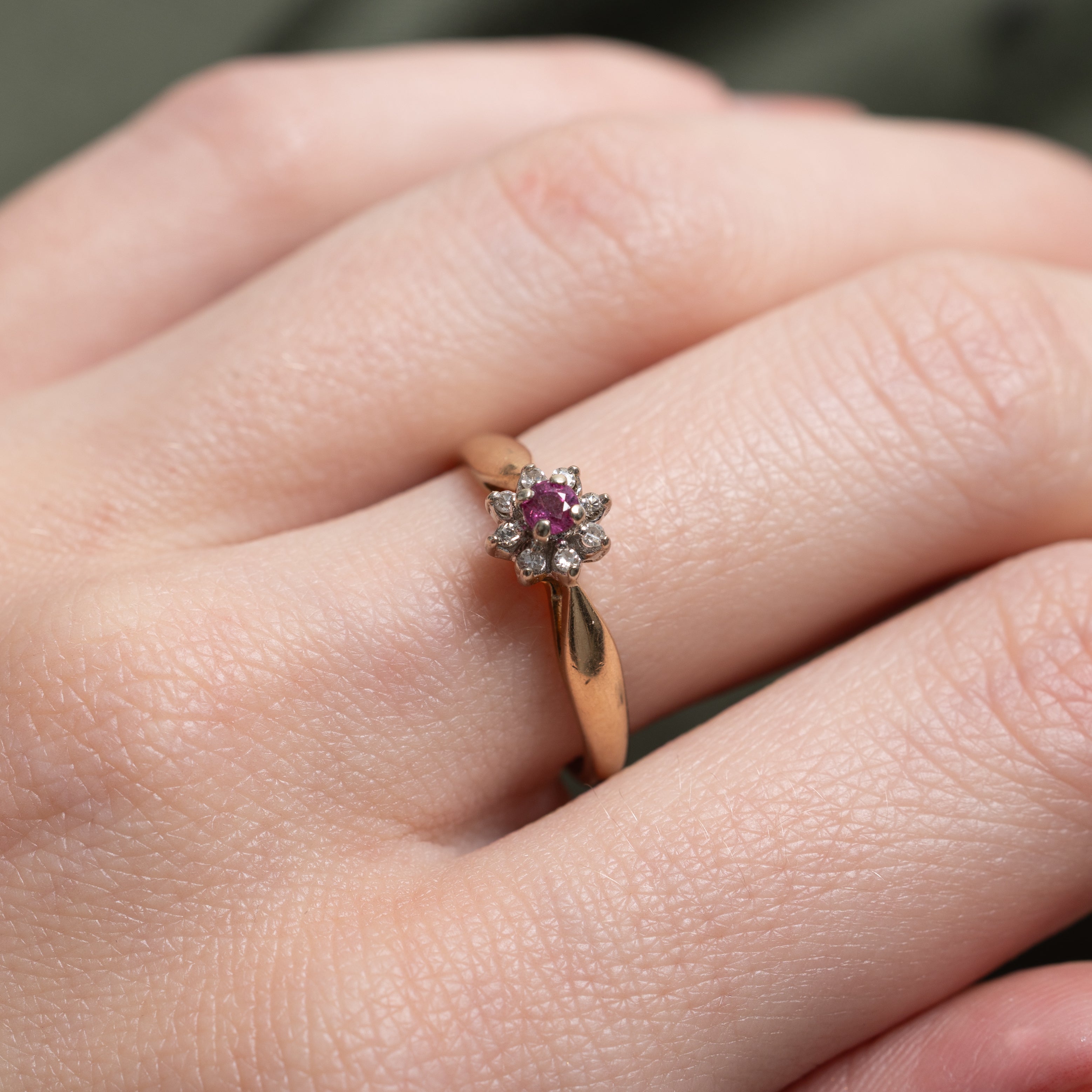 Ruby & Diamond Petal Ring | SZ 6.25