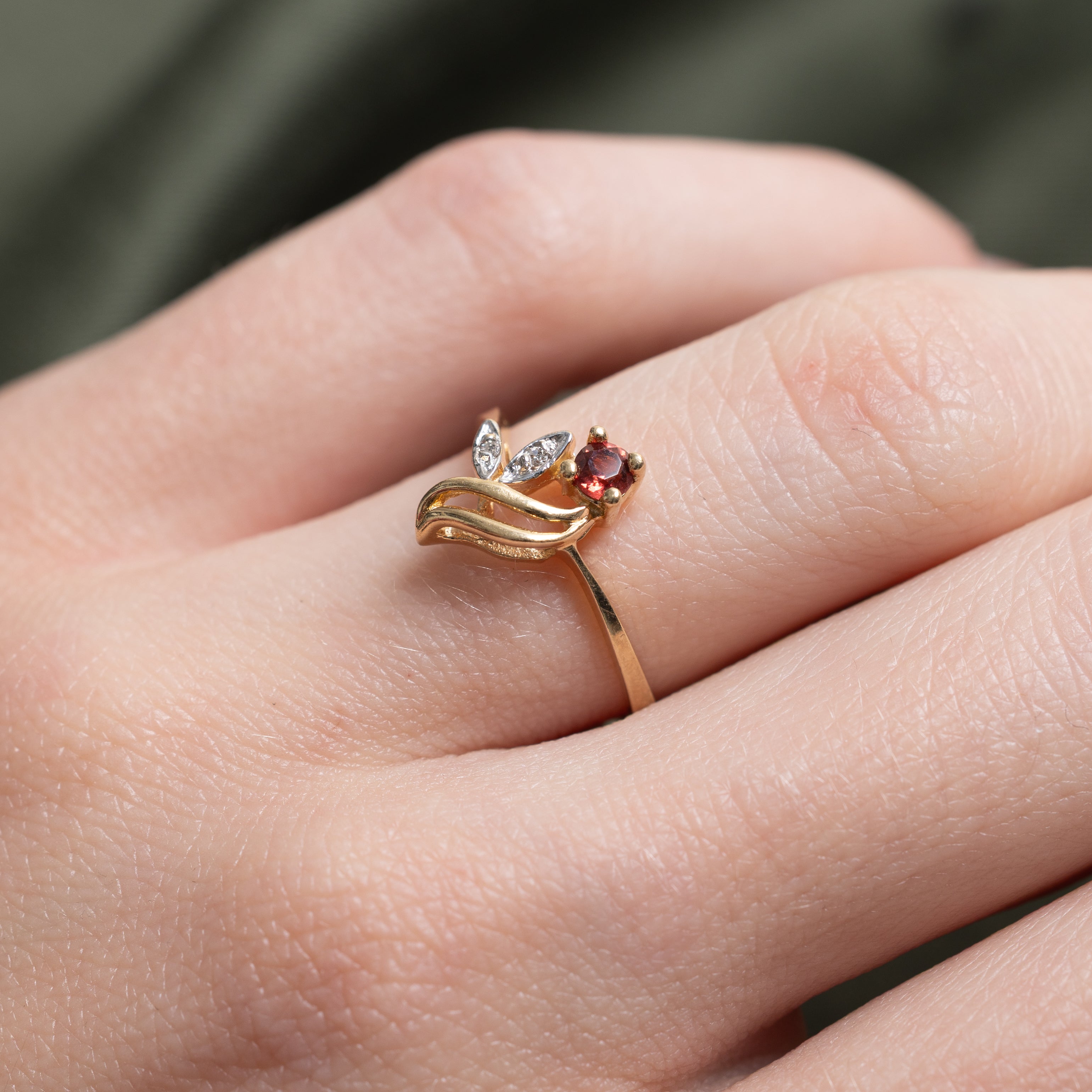 Ruby & Diamond Flower Ring | SZ 4.5