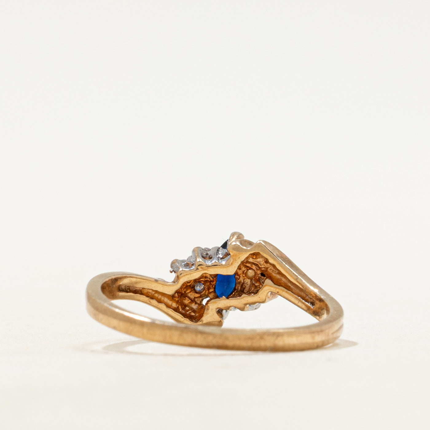 Marquise Cut Sapphire & Diamond Bypass Ring | SZ 6.5
