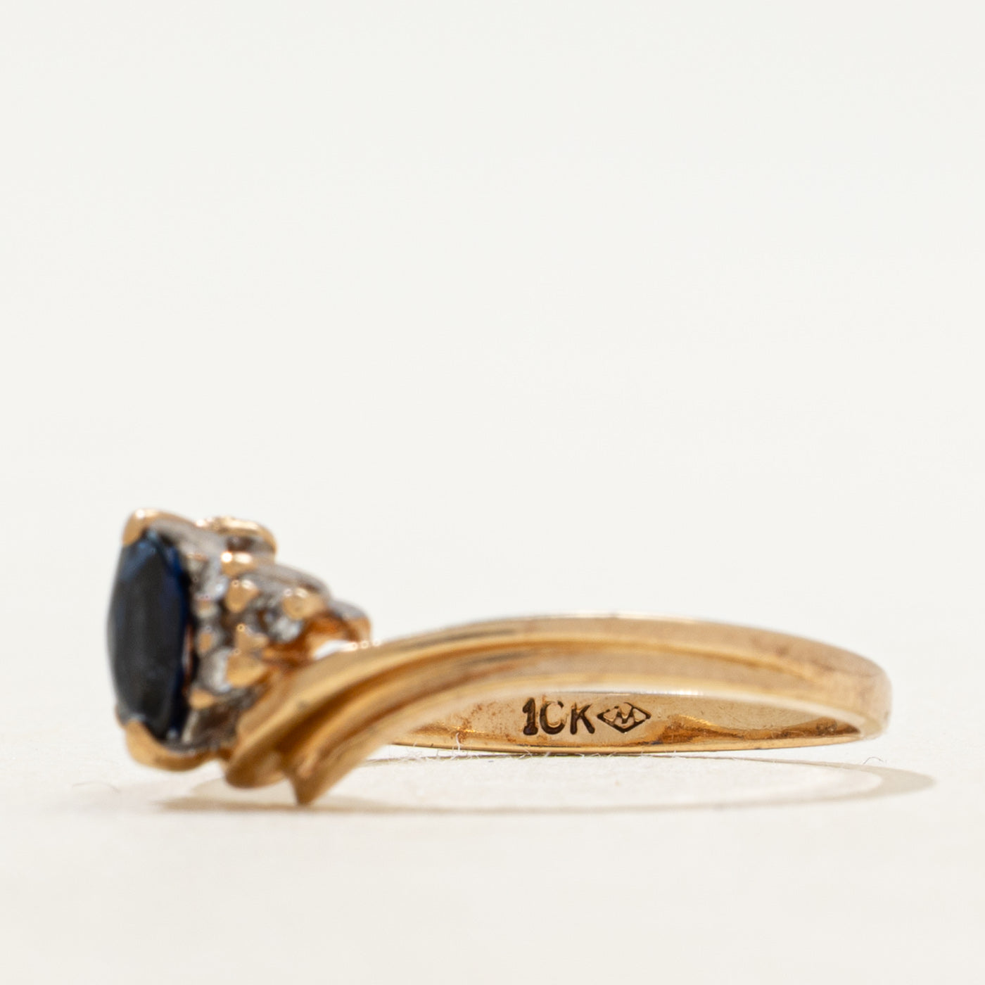 Marquise Cut Sapphire & Diamond Bypass Ring | SZ 6.5