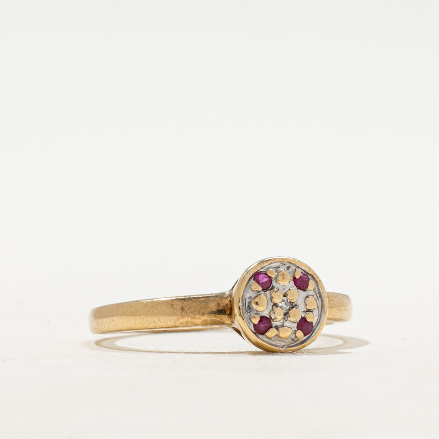 Illusion Set Ruby & White Sapphire Cluster Ring | SZ 7.5
