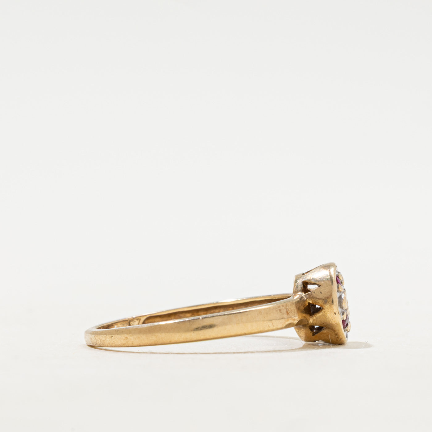 Illusion Set Ruby & White Sapphire Cluster Ring | SZ 7.5
